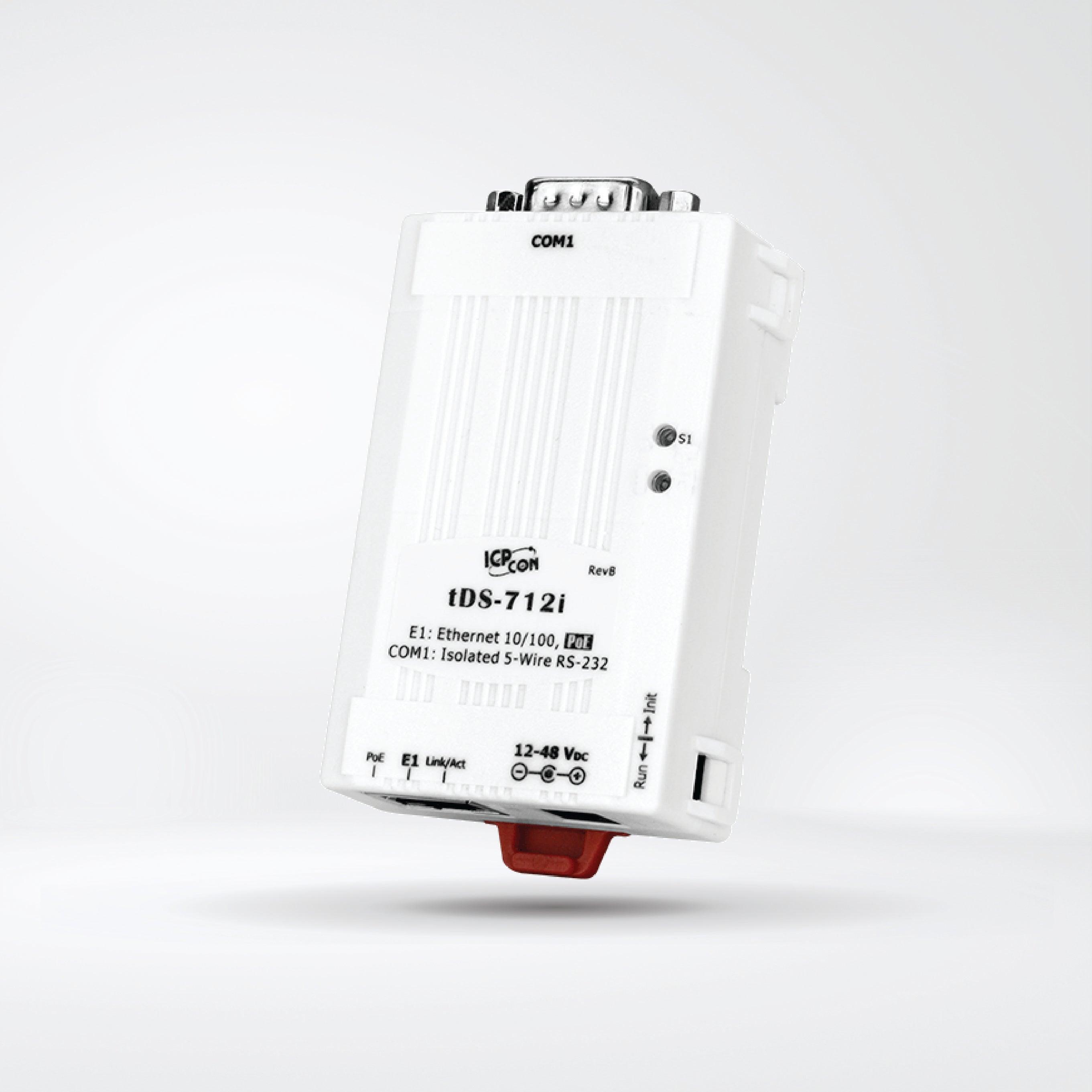 tDS-712i CR Tiny (1x Isolated RS-232, DB9 Male) Serial-to-Ethernet Device Server - Riverplus