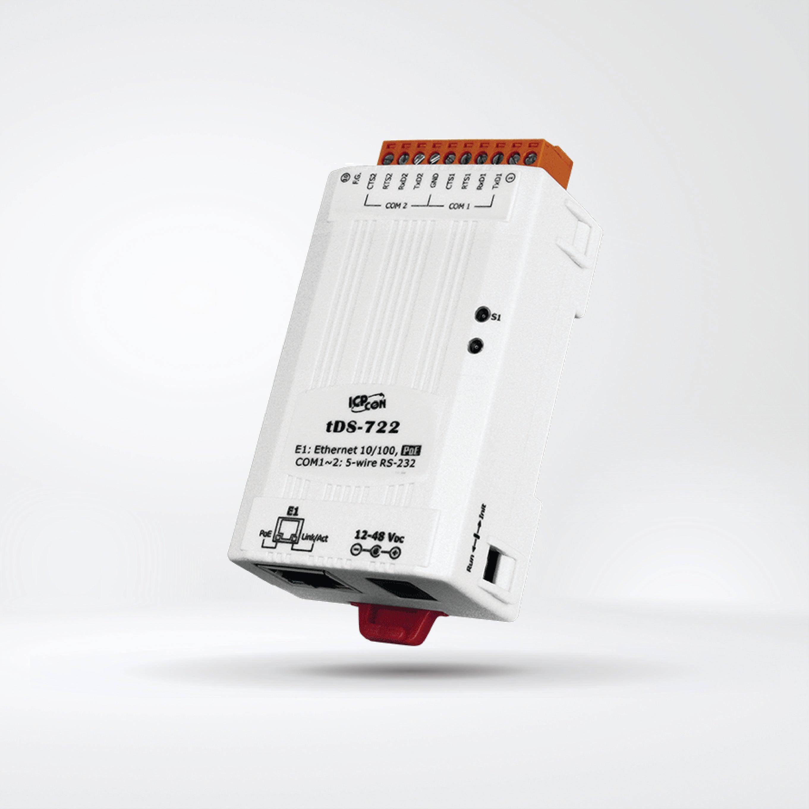 tDS-722 CR Tiny (2x RS-232) Serial-to-Ethernet Device Server with PoE - Riverplus