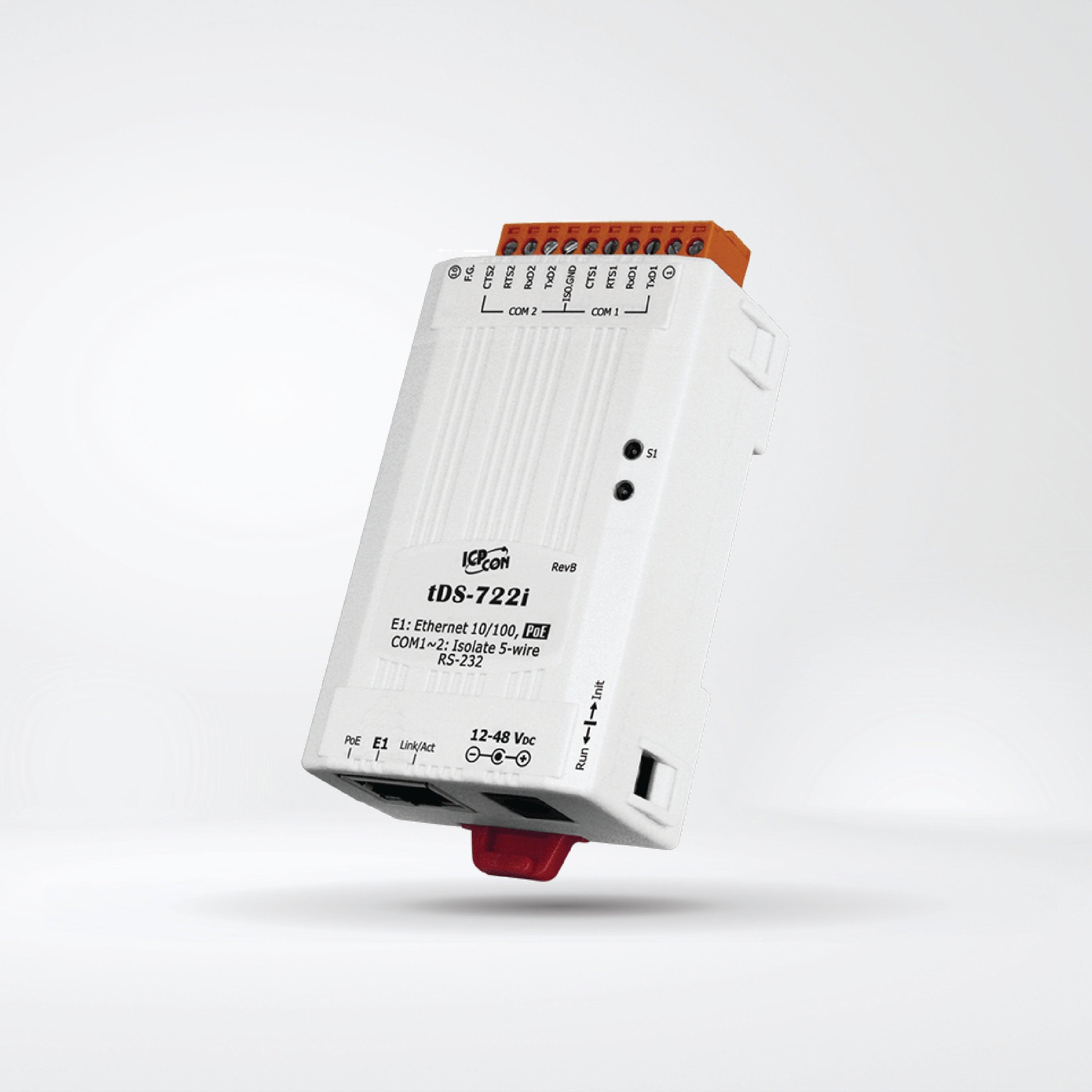 tDS-722i CR Tiny (2x RS-232) Serial-to-Ethernet Device Server with PoE - Riverplus