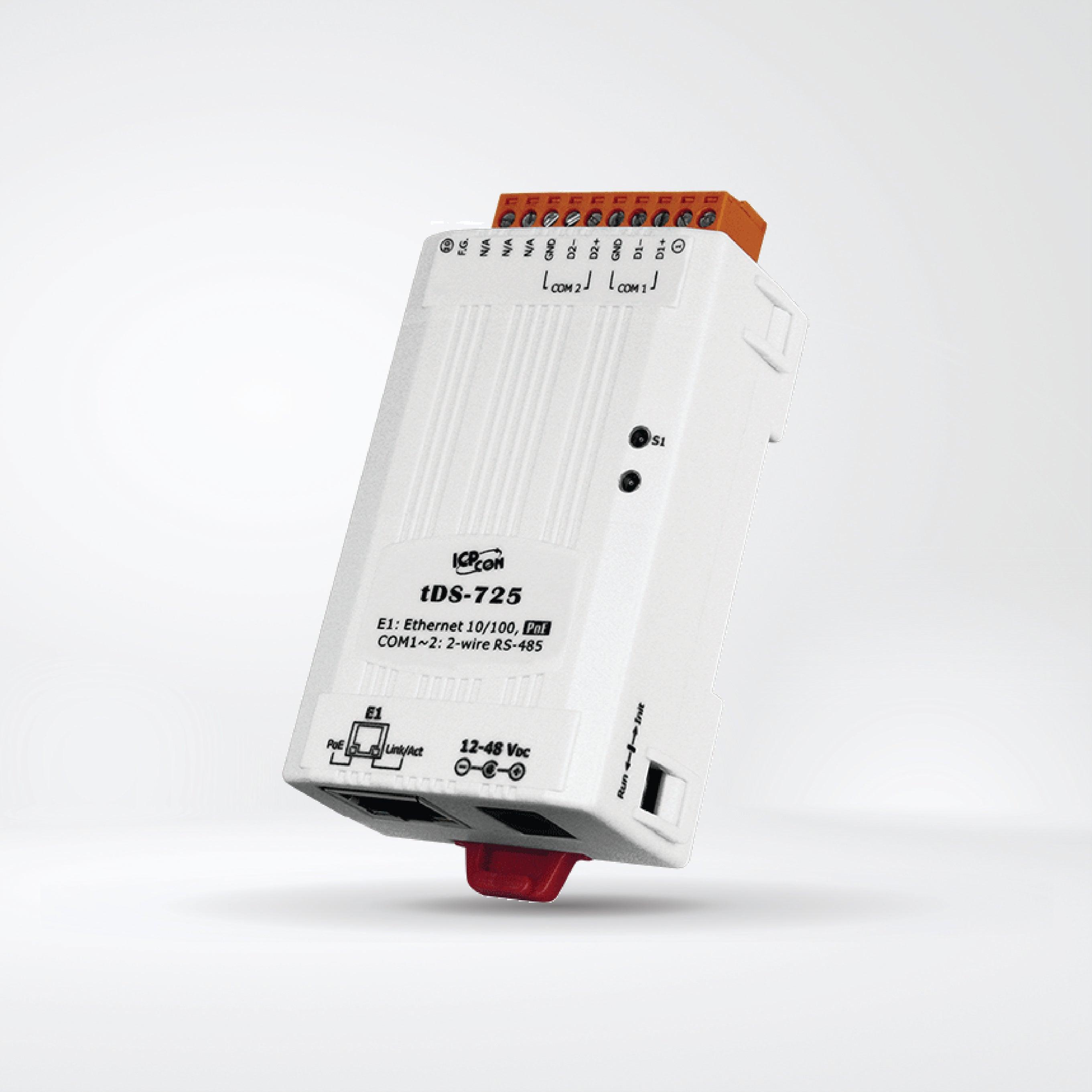 tDS-725 CR Tiny (2x RS-485) Serial-to-Ethernet Device Server with PoE - Riverplus