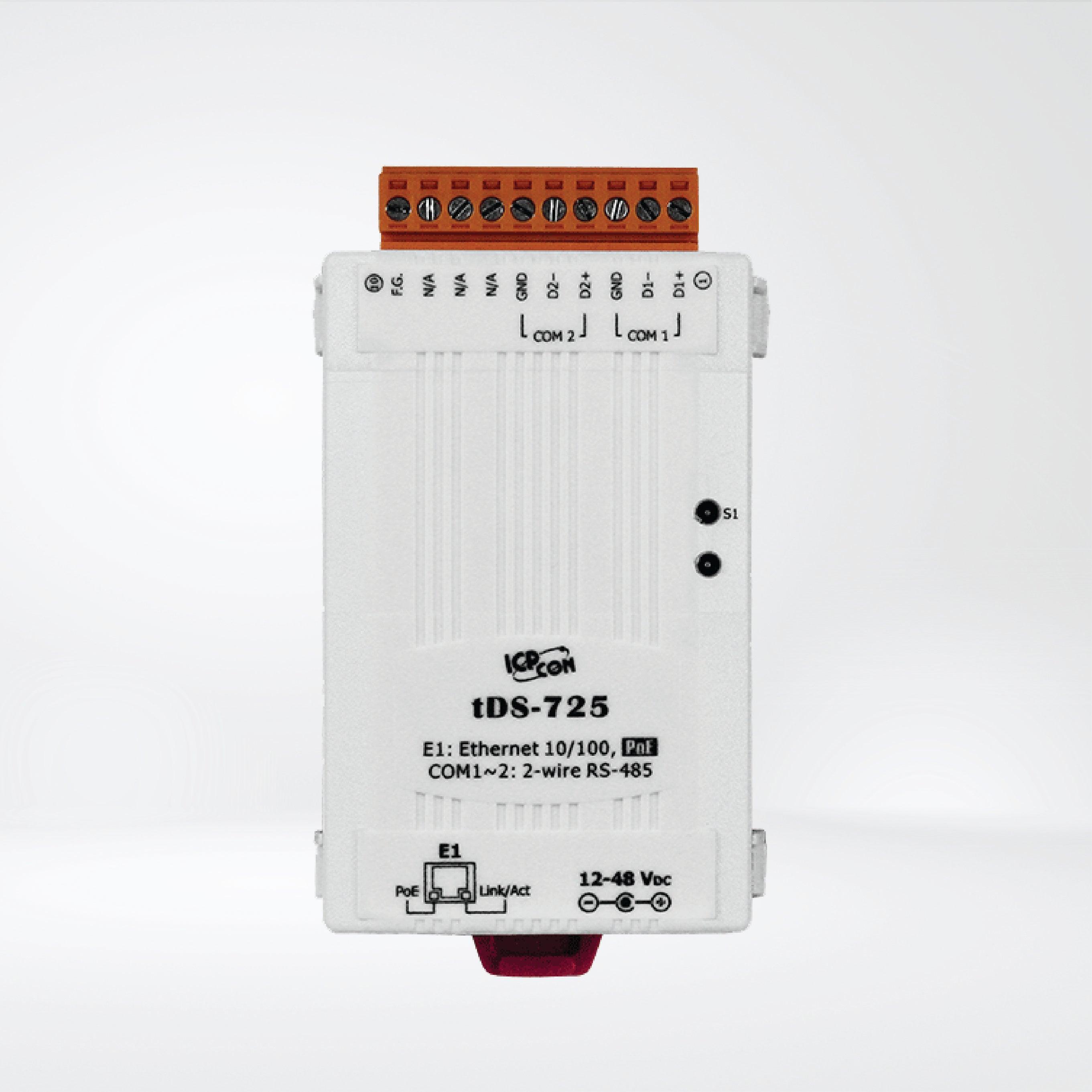 tDS-725 CR Tiny (2x RS-485) Serial-to-Ethernet Device Server with PoE - Riverplus