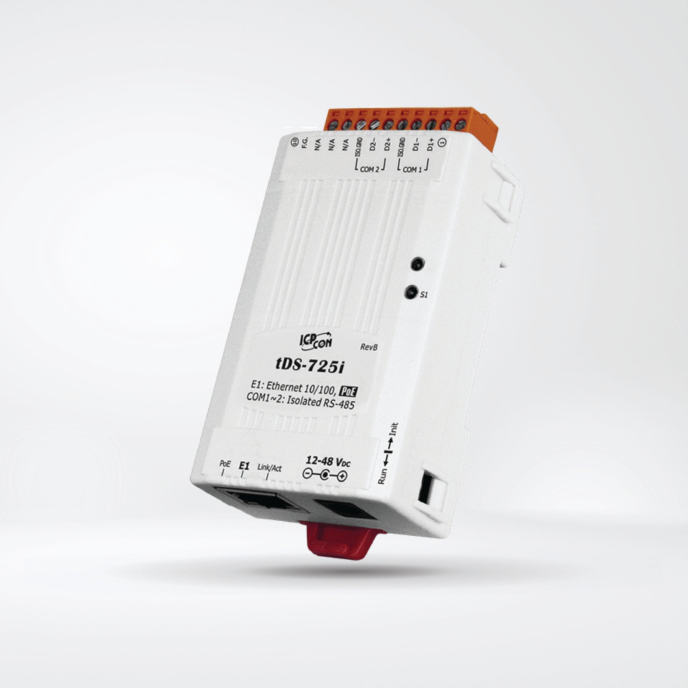 tDS-725i Tiny (2x Isolated RS-485) Serial-to-Ethernet Device Server with PoE - Riverplus