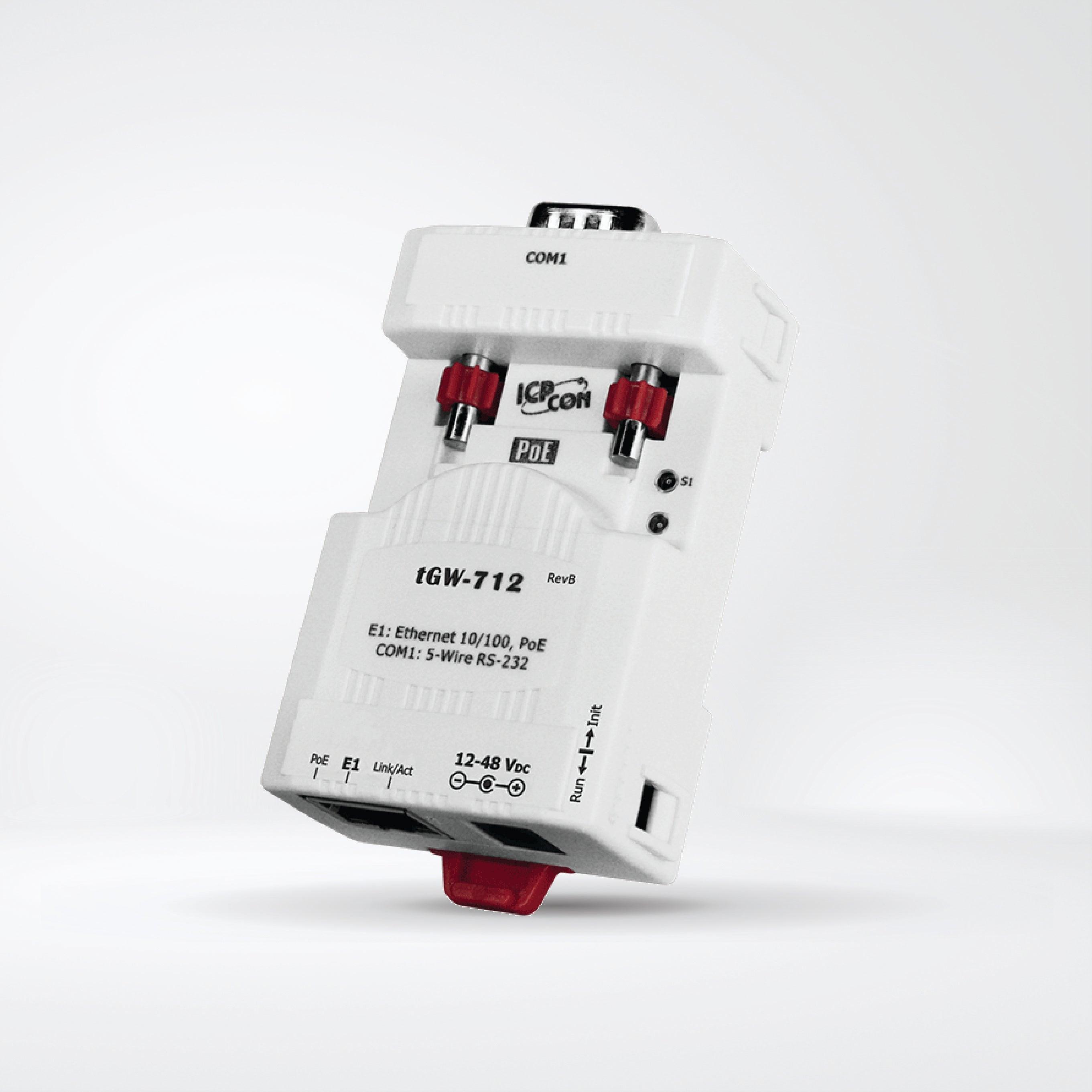 tGW-712 Tiny Modbus/TCP to RTU/ASCII Gateway with PoE and 1-port RS-232 - Riverplus