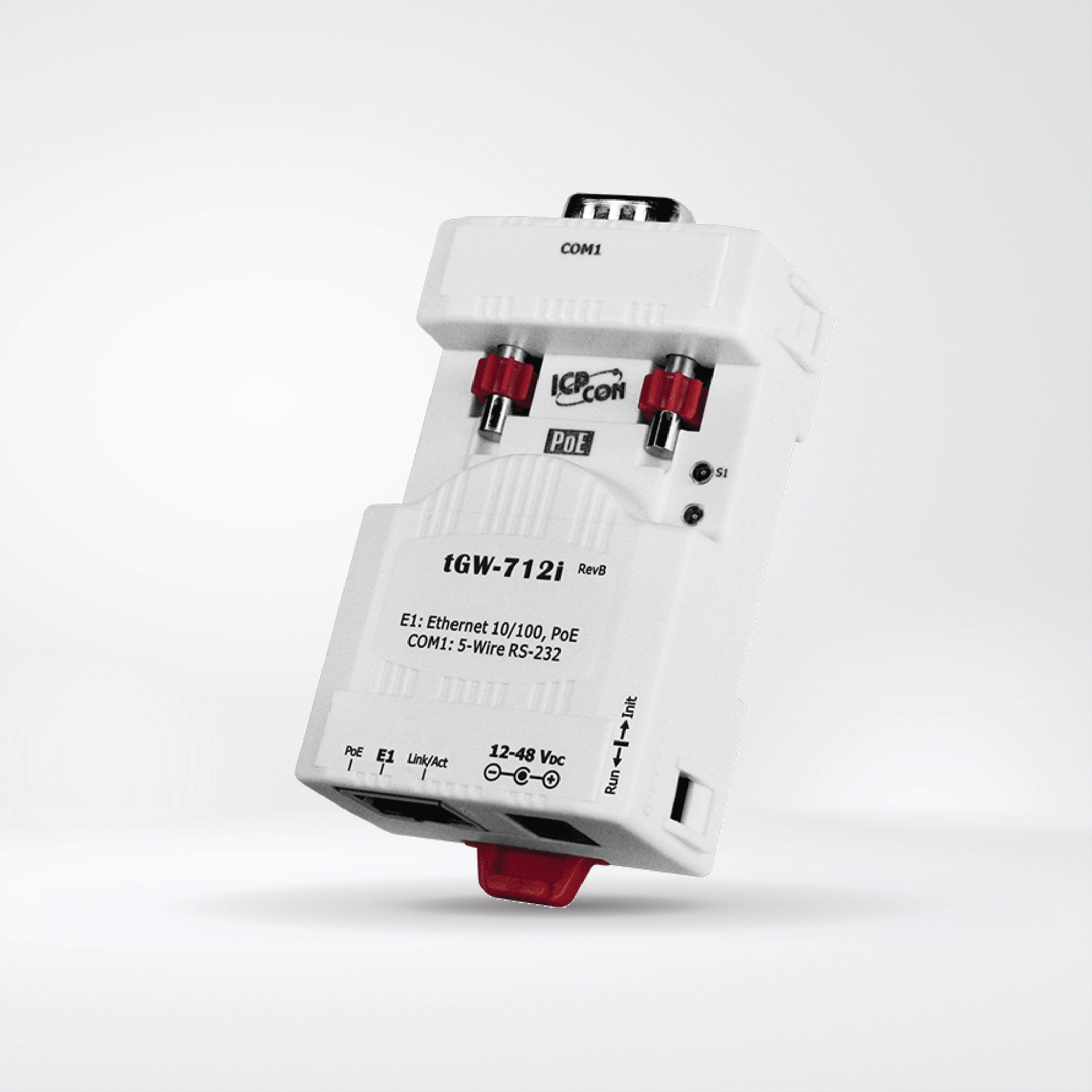 tGW-712i Tiny Modbus/TCP to RTU/ASCII Gateway with PoE and 1-port Isolated RS-232 - Riverplus