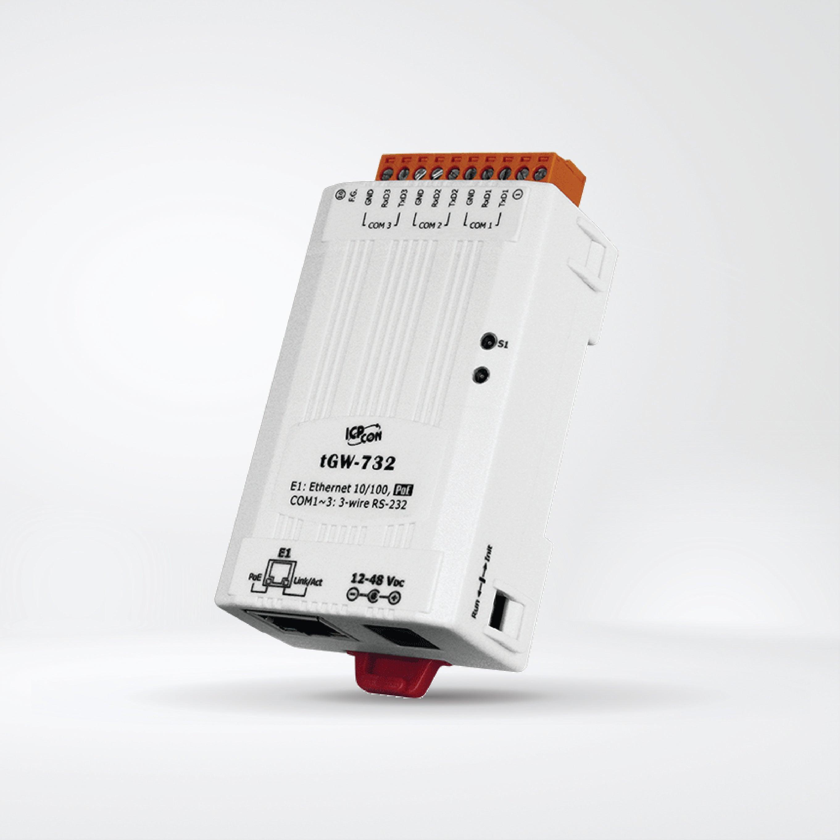 tGW-732 Tiny Modbus/TCP to RTU/ASCII Gateway with PoE and 3-port RS-232 - Riverplus