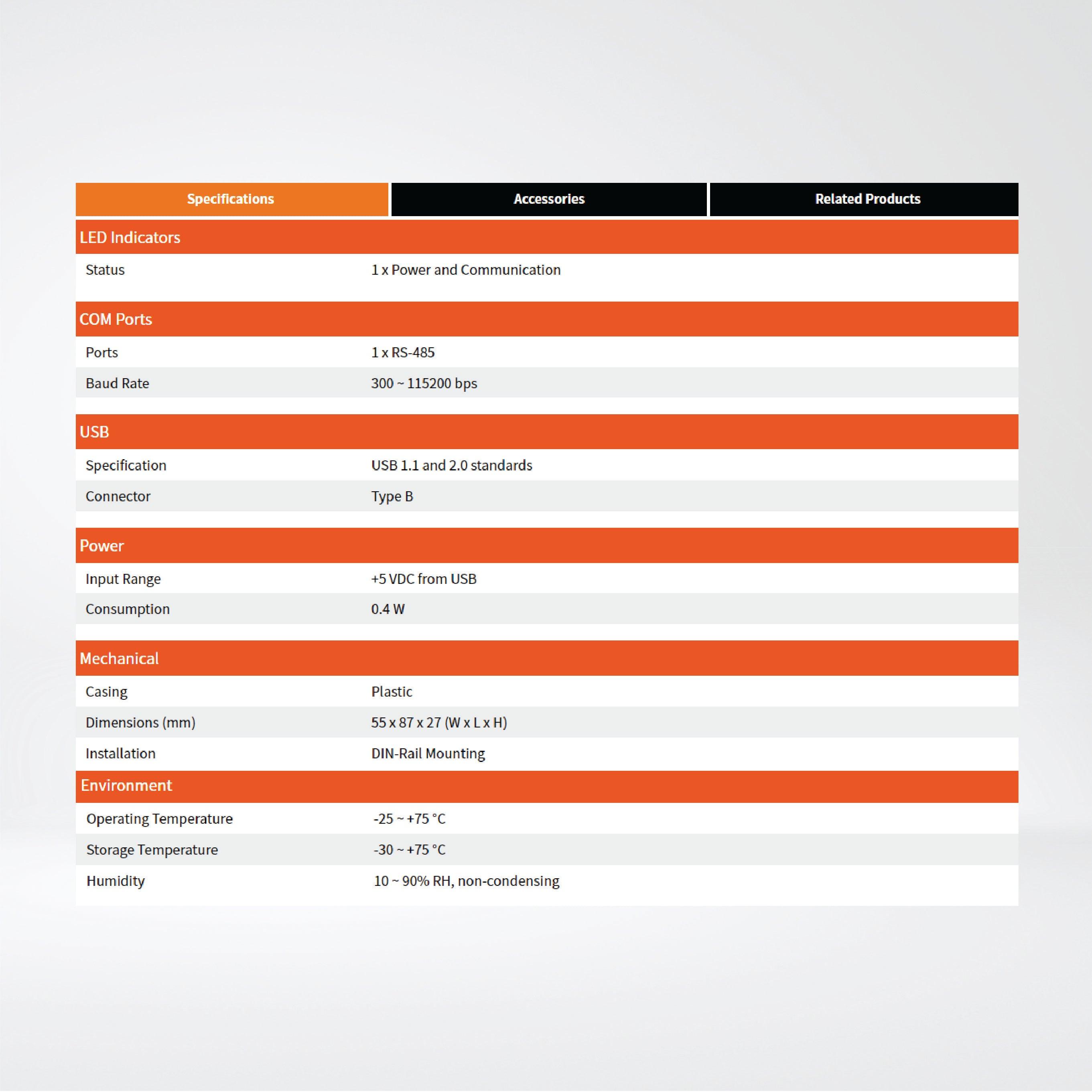 tM-7561 Tiny USB to Isolated RS-485 Converter with CA-USB18 Cable - Riverplus
