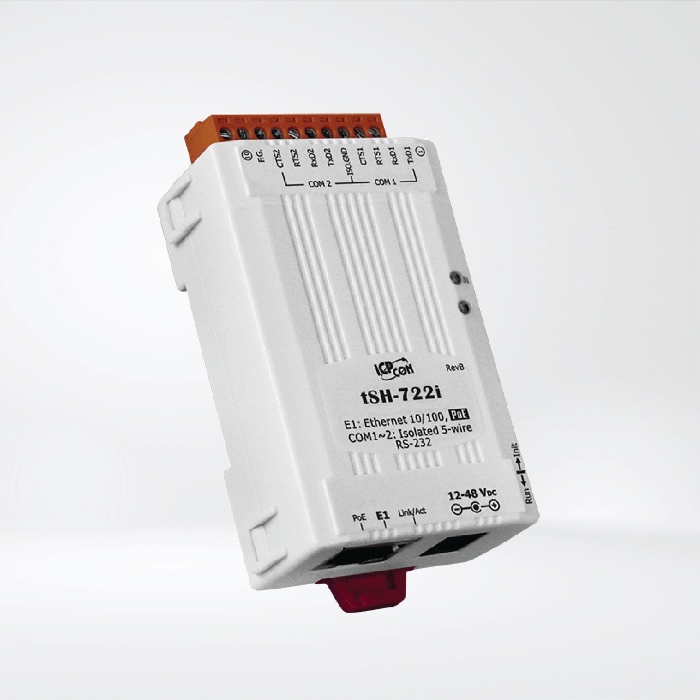 tSH-722i Tiny (2x RS-232) Serial Port Converter with PoE and Power Isolation - Riverplus