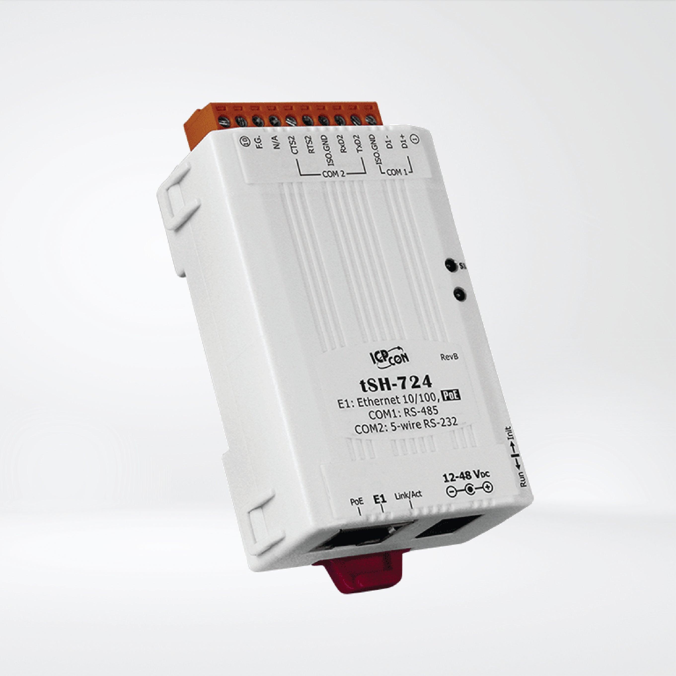 tSH-724 Tiny (1x RS-232 and 1x RS-485) Serial Port Converter with PoE - Riverplus