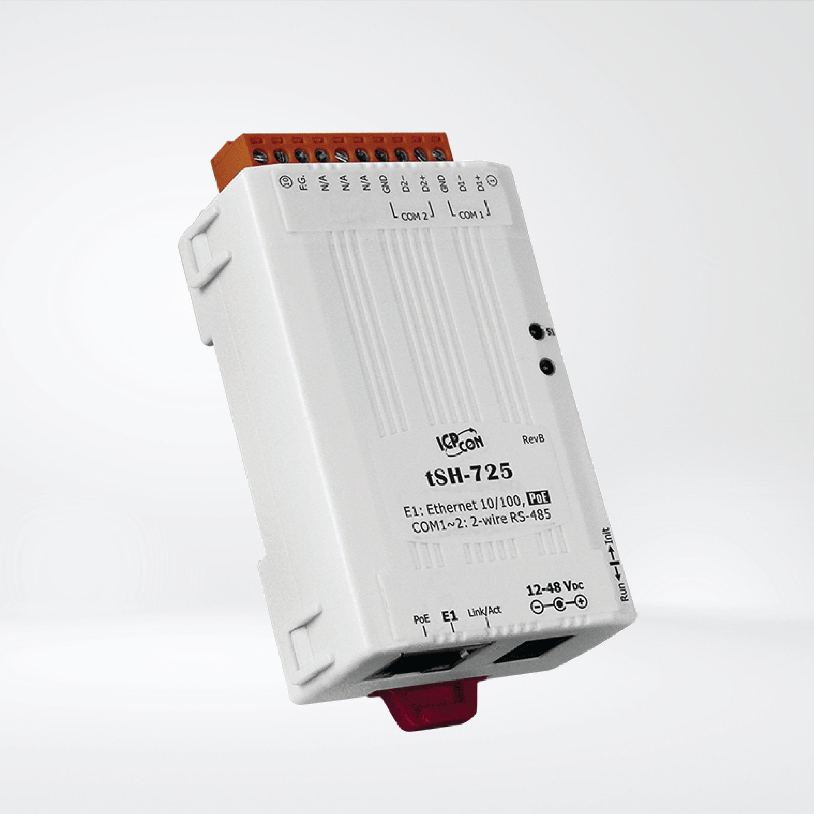 tSH-725 Tiny (2x RS-485) Serial Port Converter with PoE - Riverplus