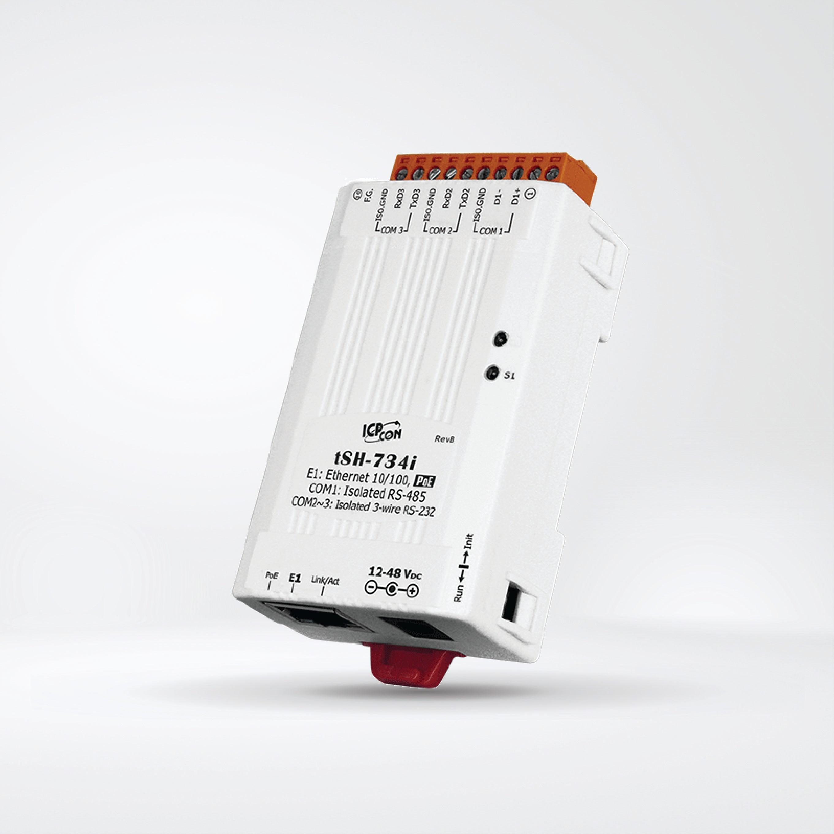 tSH-734i Tiny (2x Isolated RS-232 and 1x Isolated RS-485) Serial Port Sharer with PoE - Riverplus