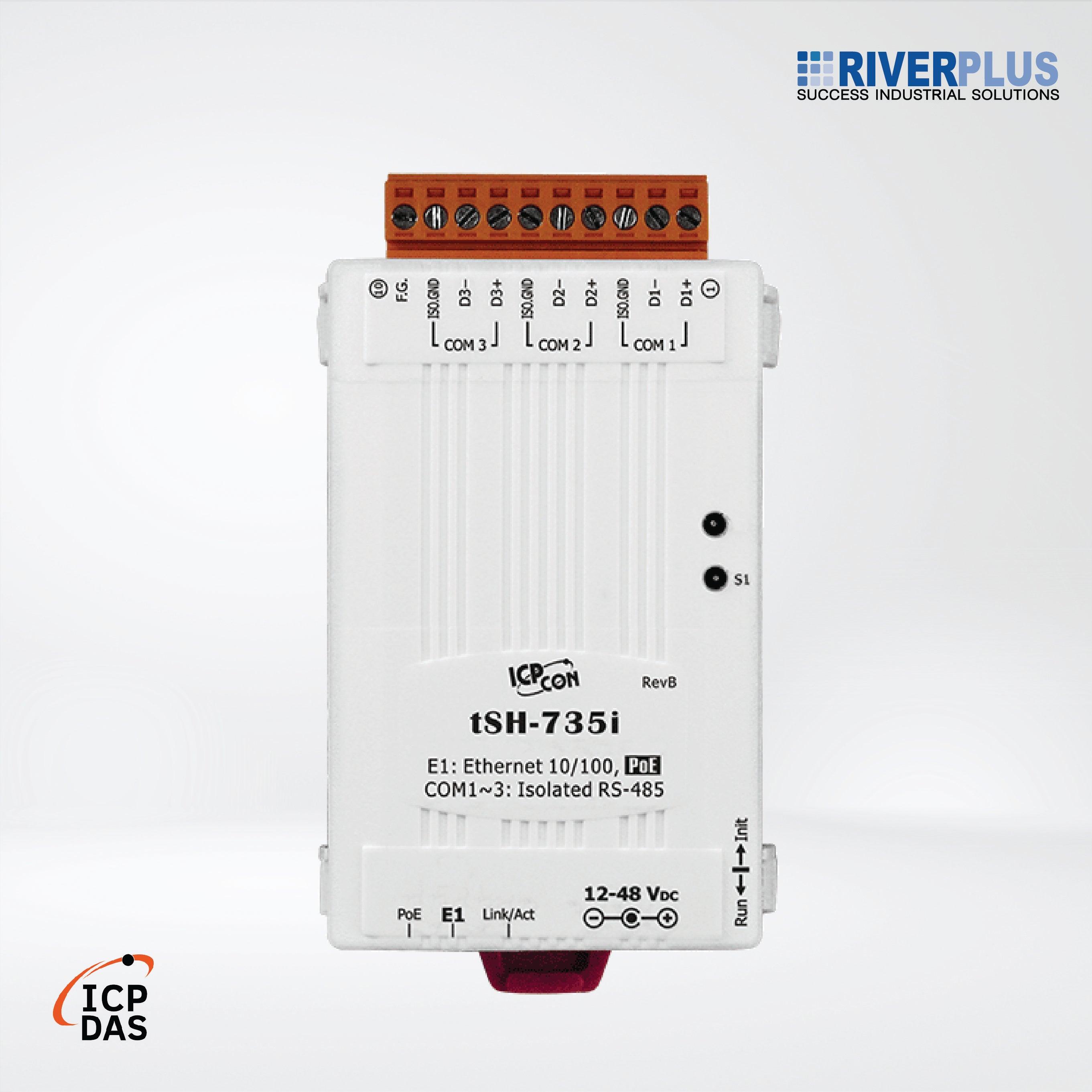 tSH-735i Tiny (3x Isolated RS-485) Serial Port Sharer with PoE - Riverplus