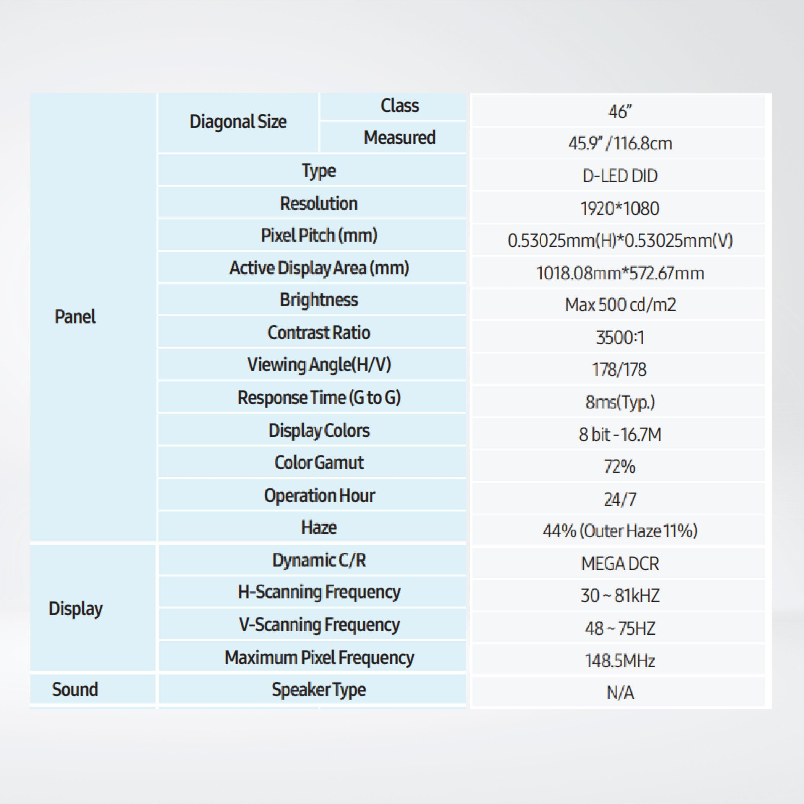 UD46E-B 46" 500 nit Ultra Narrow Bezel - Riverplus