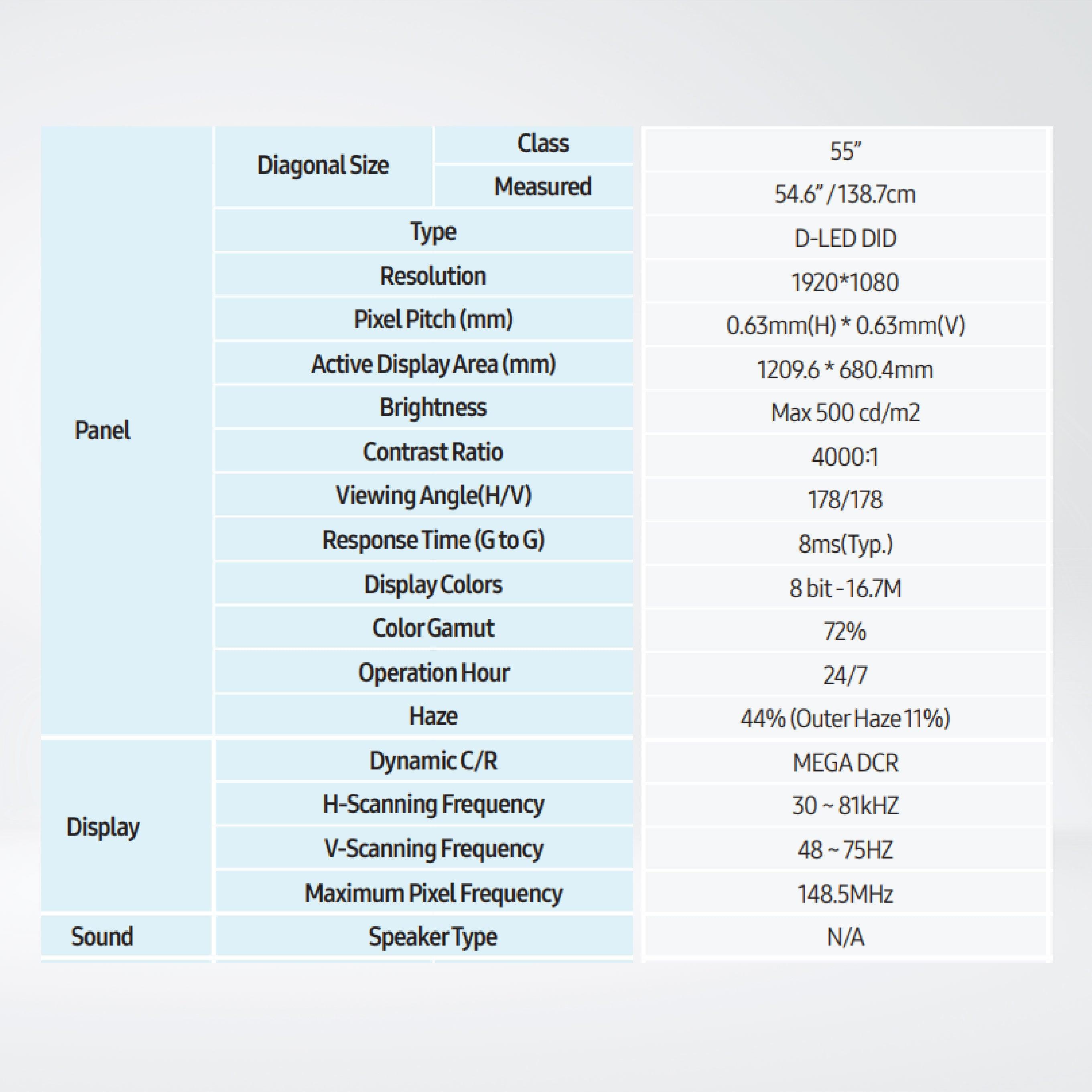 UD55E-B 55" 500 nit Ultra Narrow Bezel - Riverplus