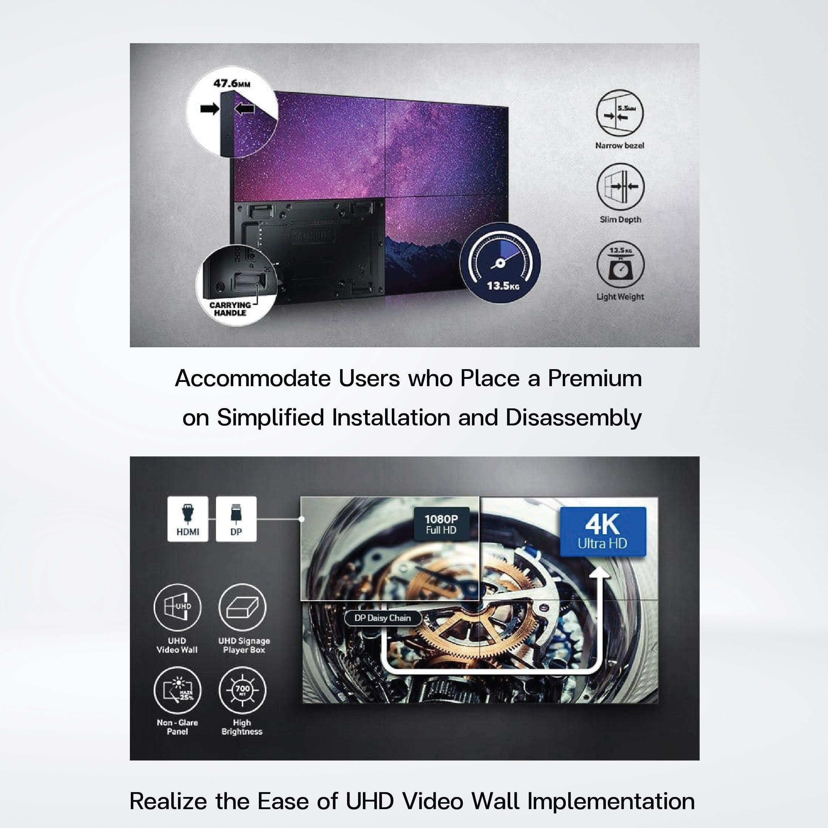 UH46F5 46” 700nit Super Narrow Bezel , Designed for easy installation with ultra-compact design - Riverplus