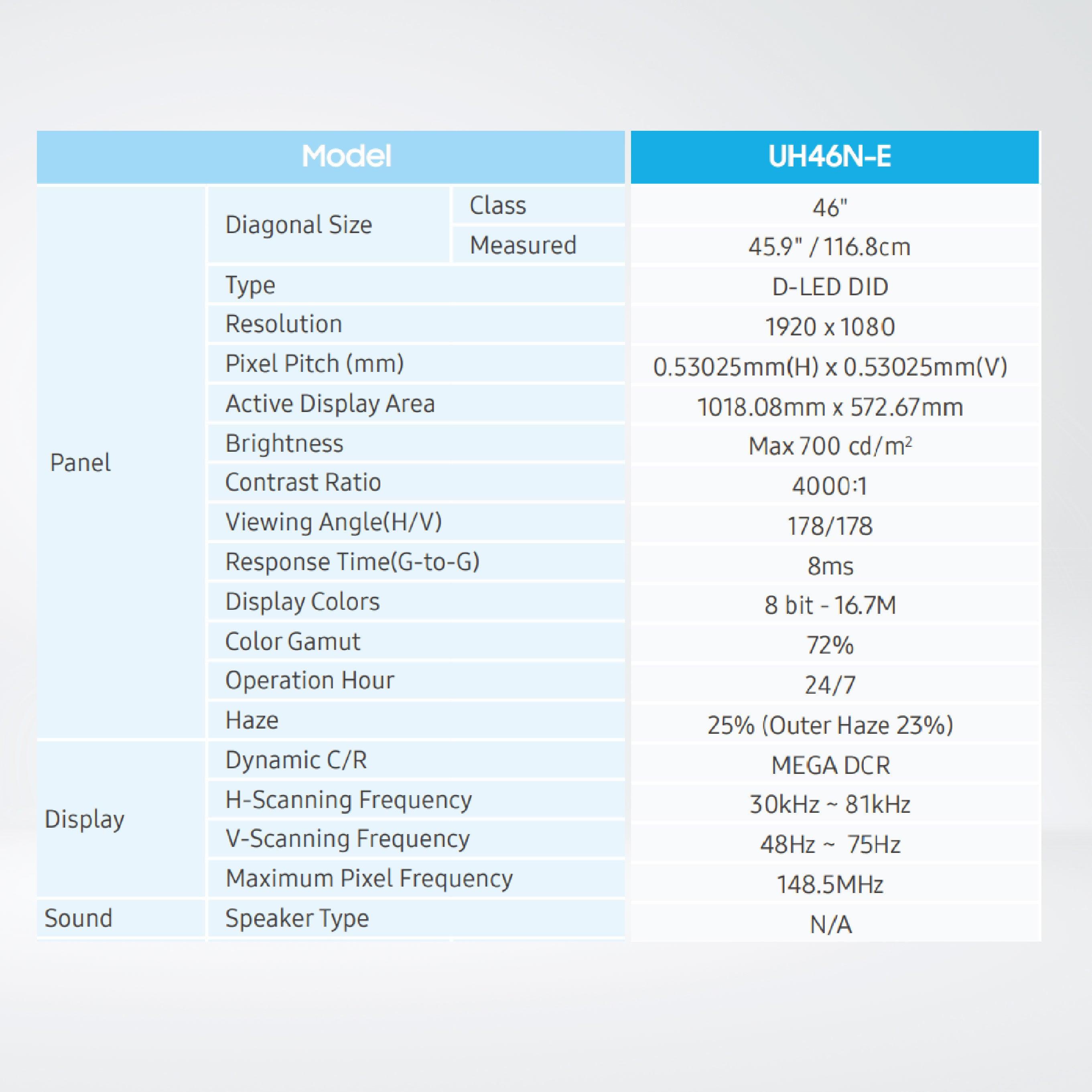 UH46N-E 46” 700nit SMART Signage Extreme Narrow Bezel Videowall - Riverplus