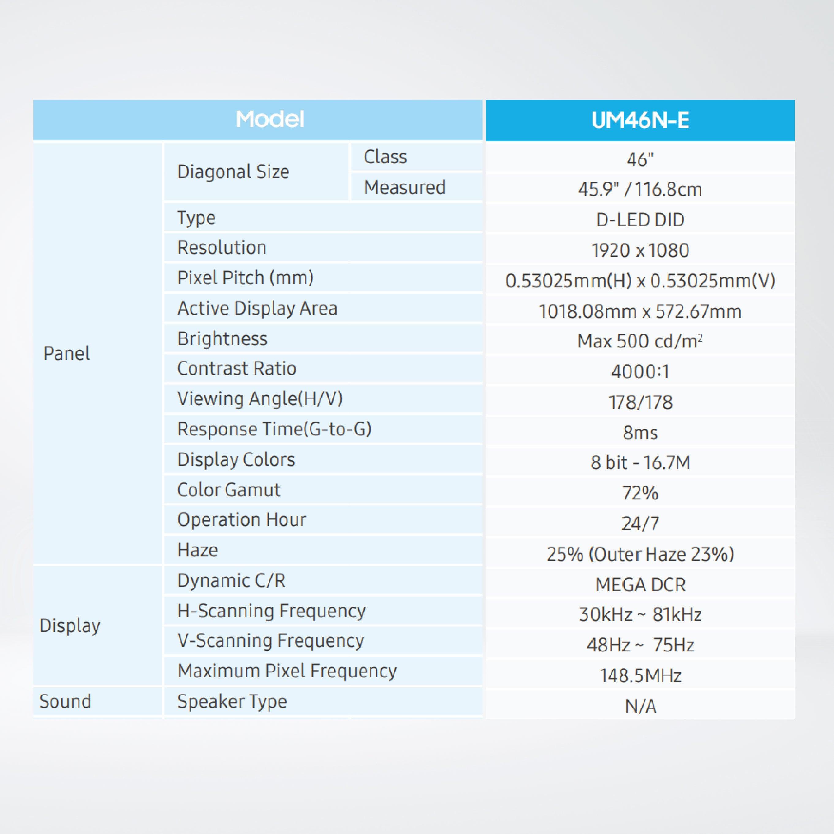 UM46N-E 46” 500nit SMART Signage Extreme Narrow Bezel Videowall - Riverplus