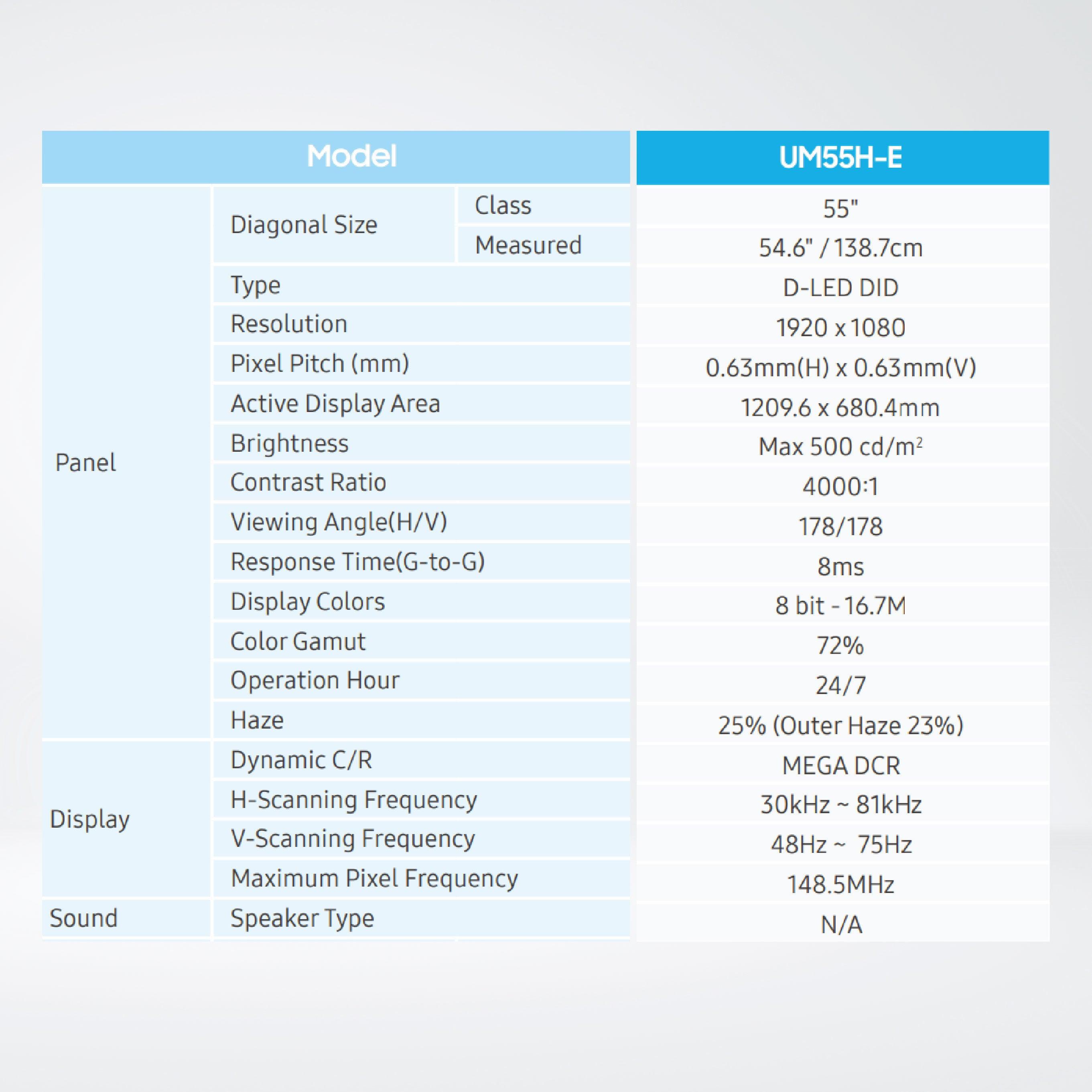 UM55H-E 55” 500nit SMART Signage Extreme Narrow Bezel Videowall - Riverplus