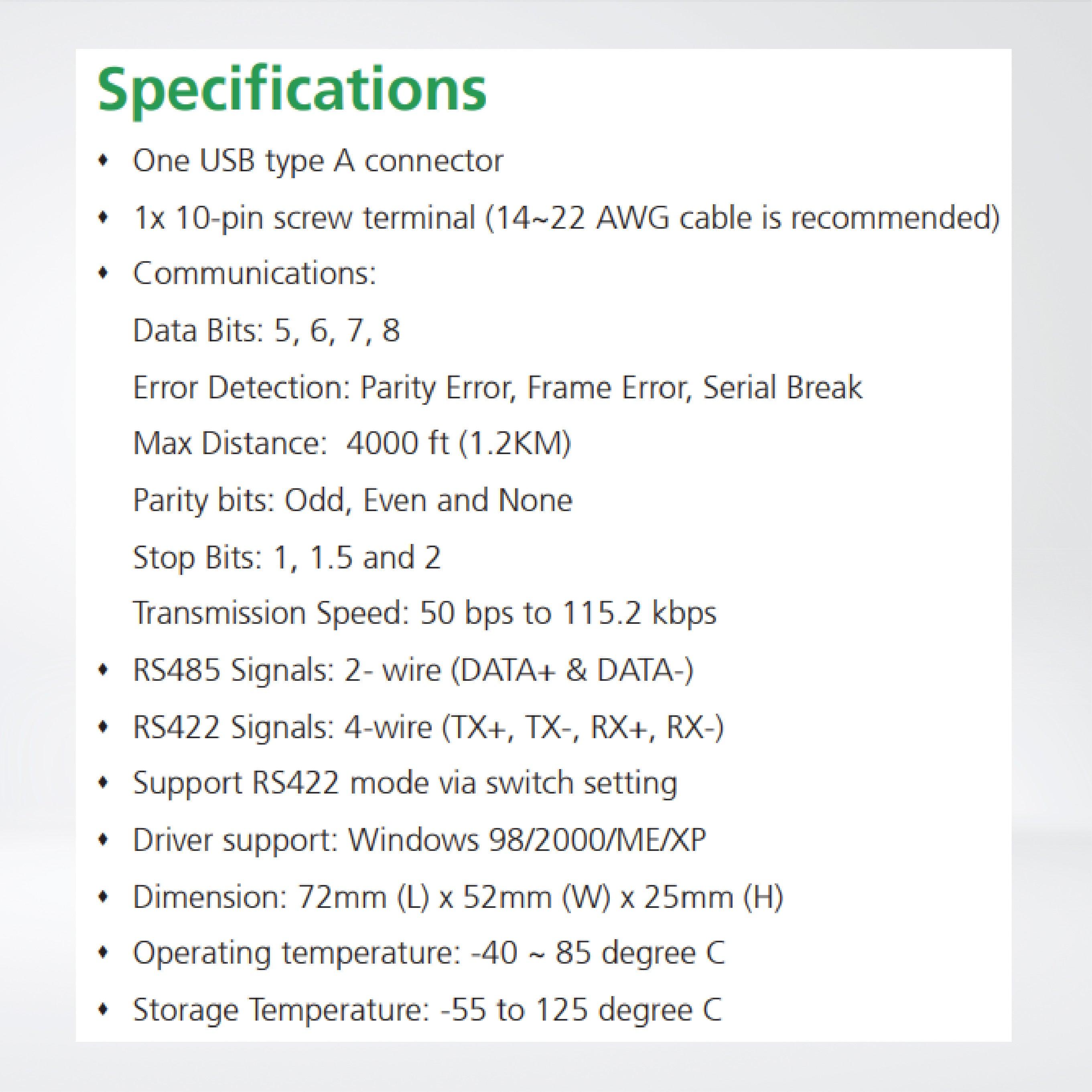 US485I USB to Single ports RS485/RS422 with 2.5KV Protection - Riverplus