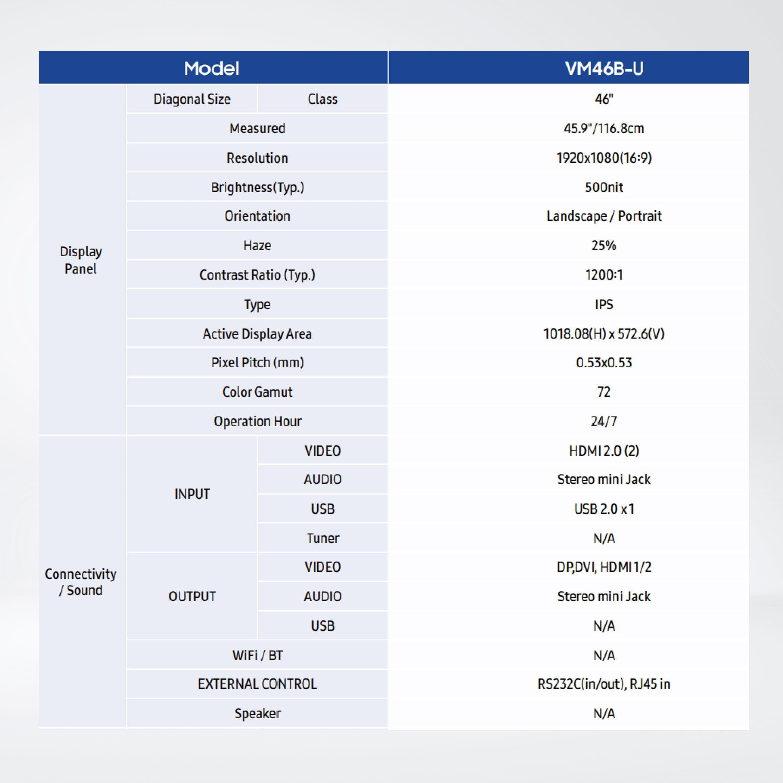 VM46B-U 46” 500nit Always-on, space-saving solution delivering a seamless visual experience - Riverplus