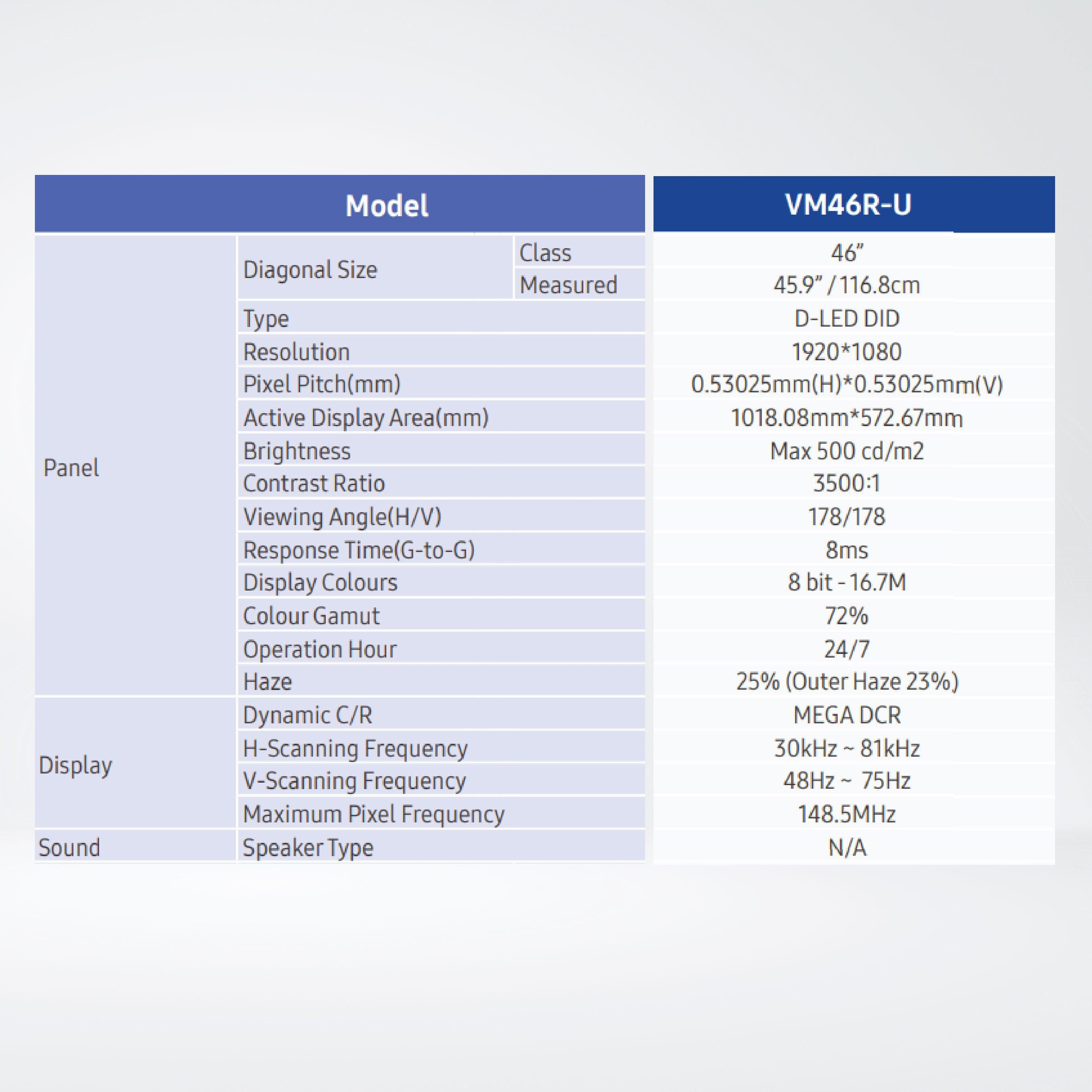 VM46R-U 46” 500nit Flexible and Dynamic Content Options with Powerful SoC Embedded Video Wall. - Riverplus
