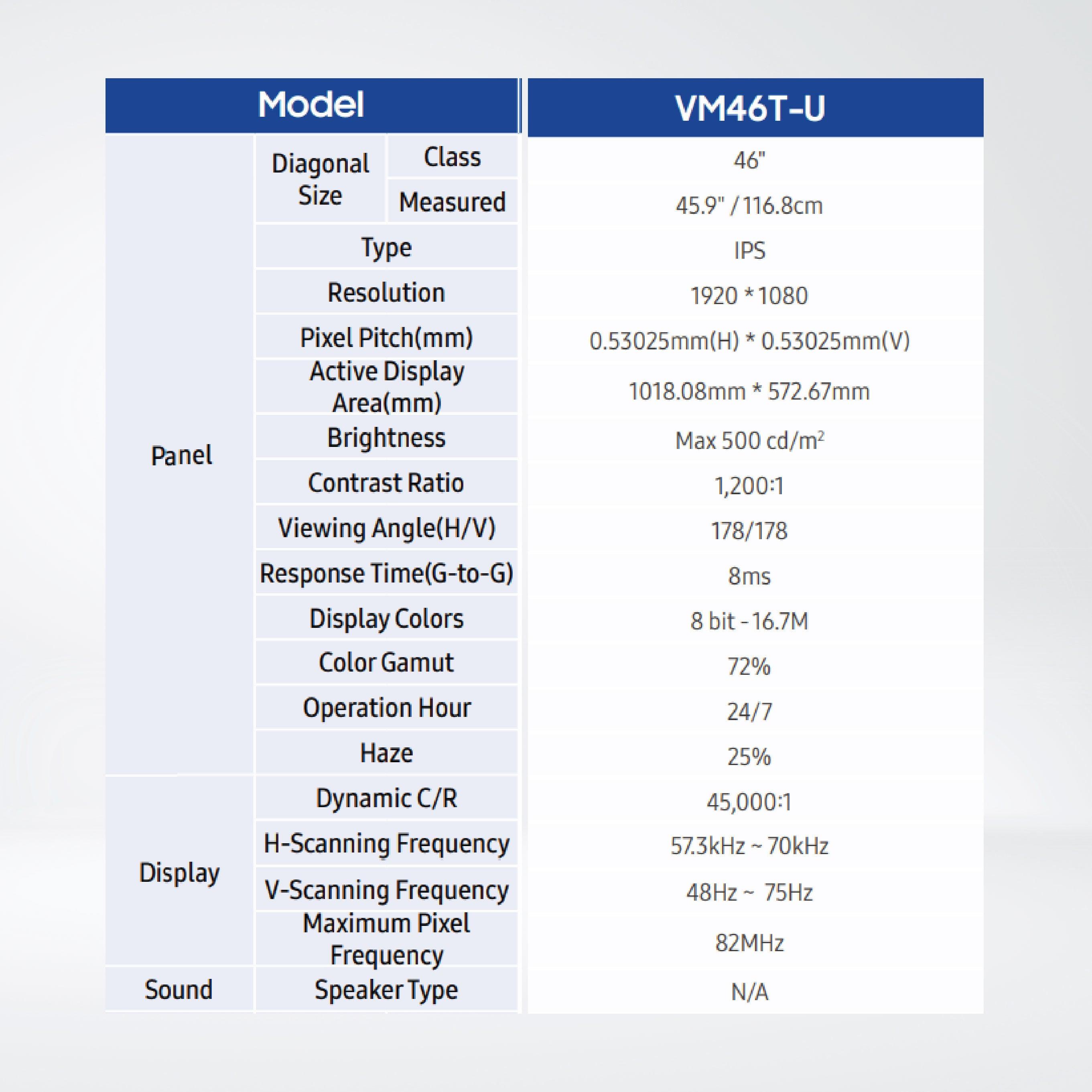 VM46T-U 46” Max 500nit Always-on, space-saving solution delivering a seamless visual experience - Riverplus