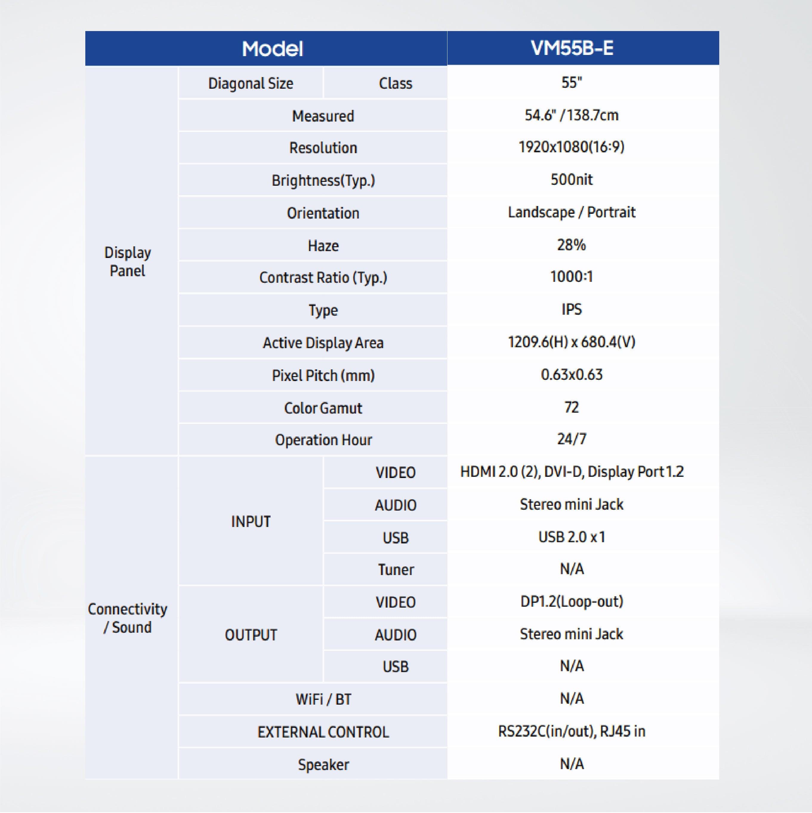 VM55B-E 55" 500 nit Always-on, space-saving solution delivering a seamless visual experience - Riverplus