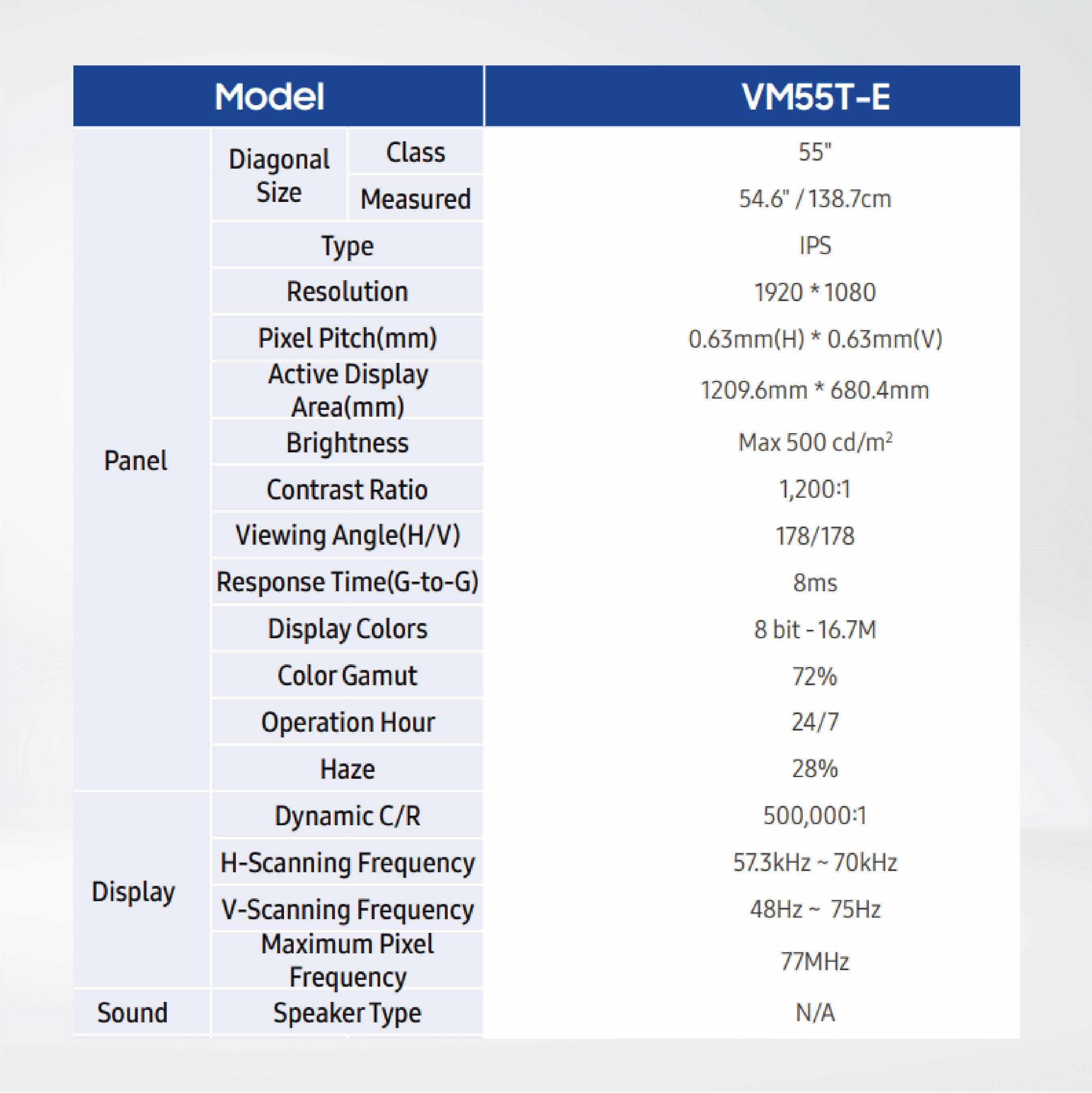VM55T-E 55" Max 500 nit Always-on, space-saving solution delivering a seamless visual experience - Riverplus
