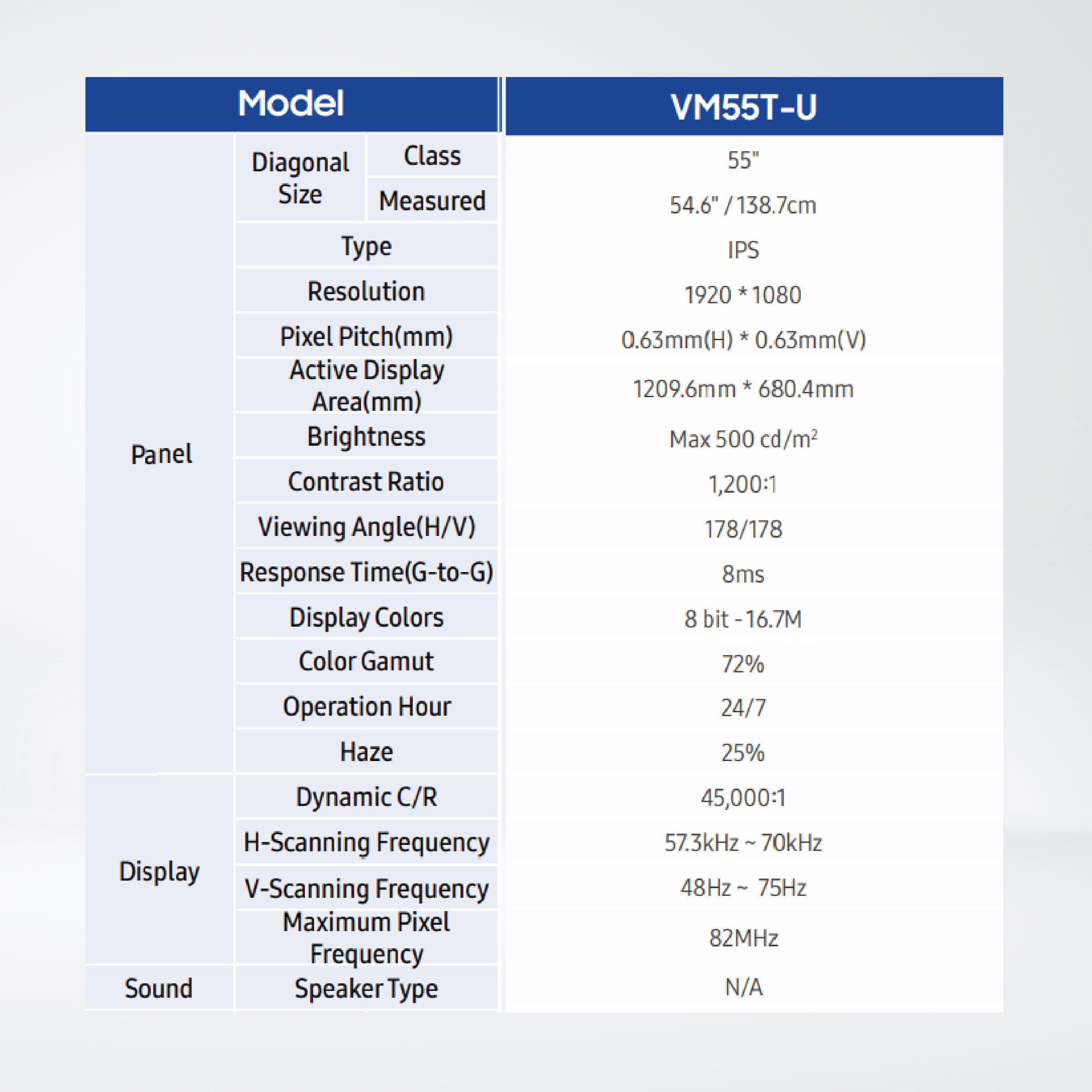 VM55T-U 55" Max 500 nit Always-on, space-saving solution delivering a seamless visual experience - Riverplus