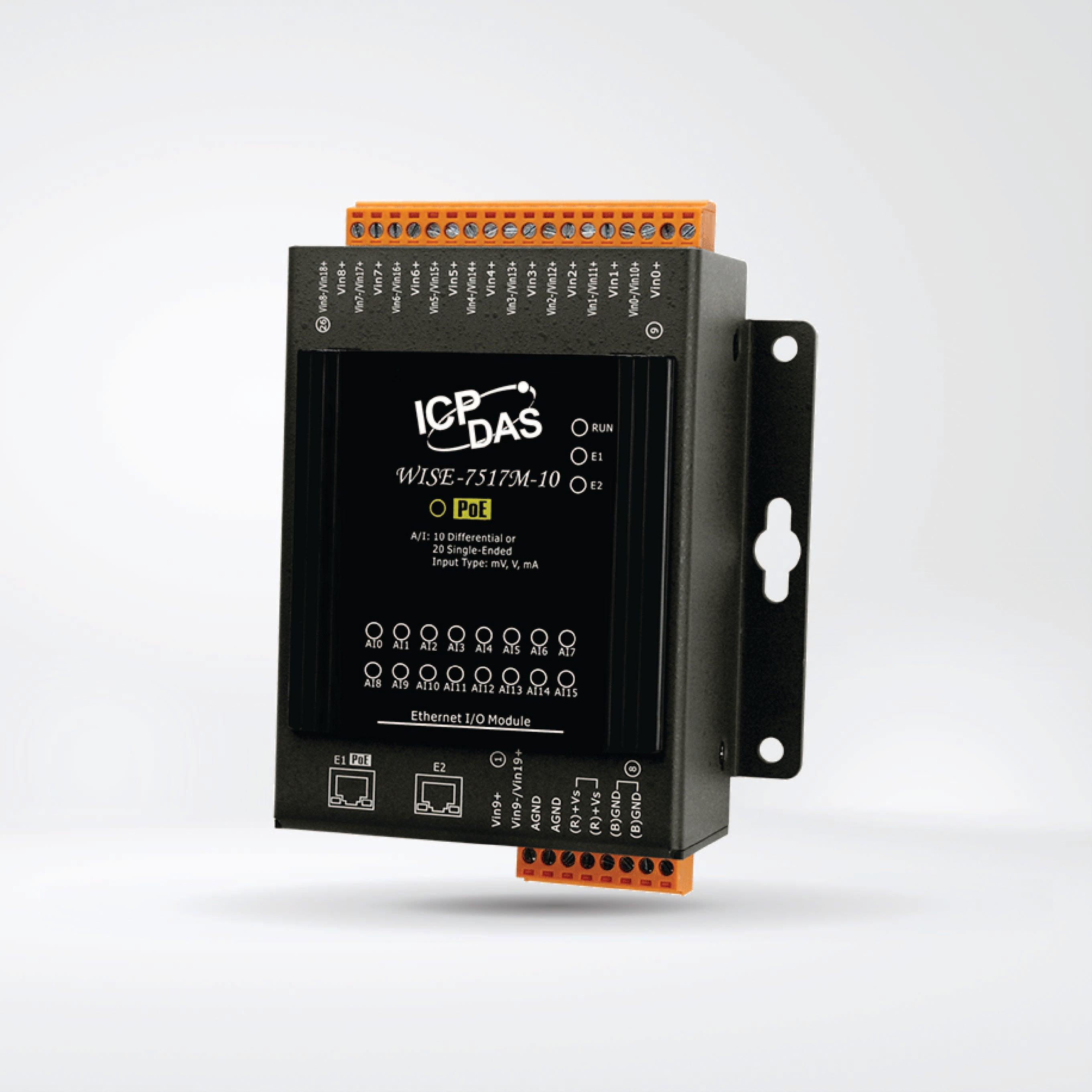 WISE-7517M-10 Intelligent MQTT I/O Module with 10/20-ch AI and 2-port Ethernet Switch - Riverplus