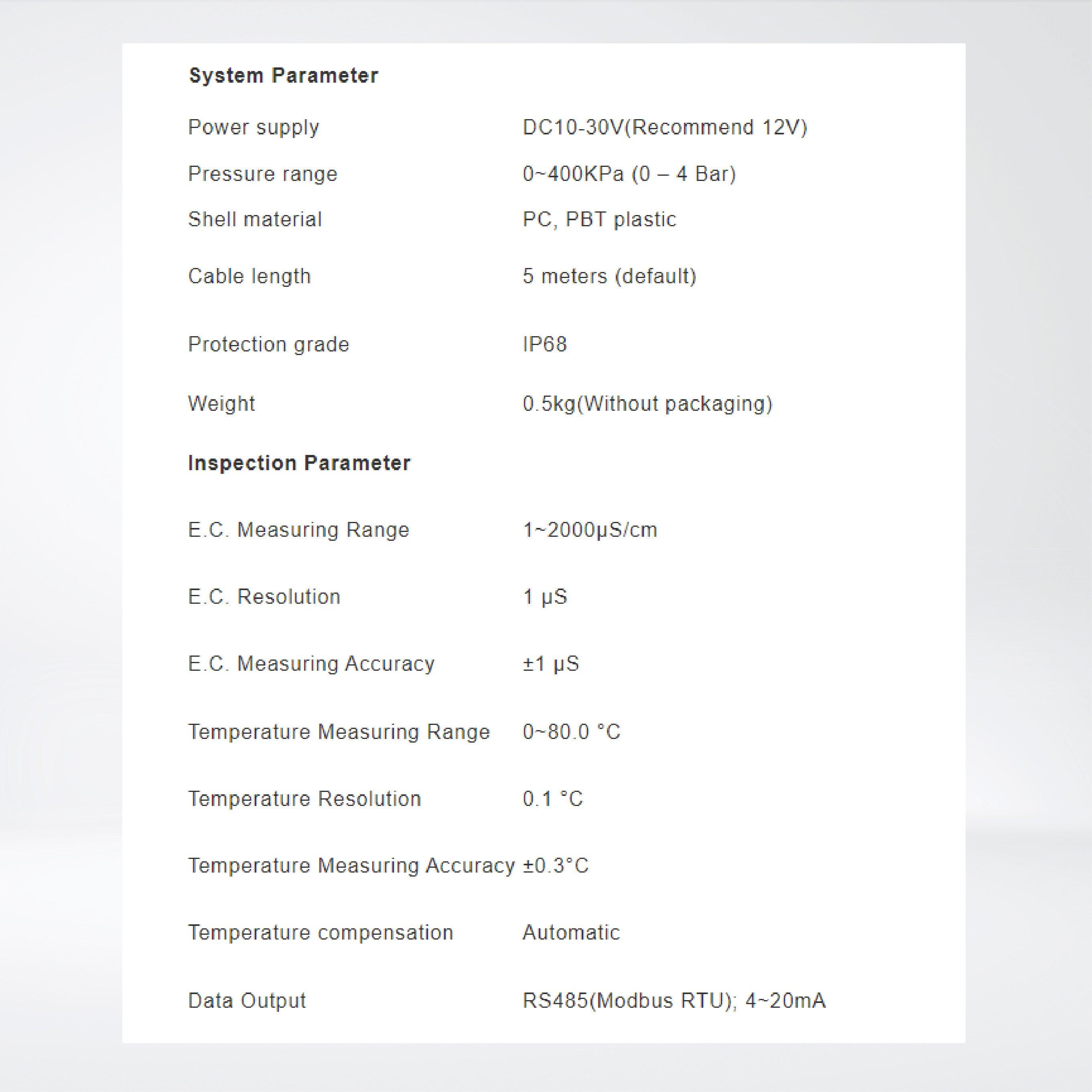 WS102-EC Modbus Water Electric Conductivity Sensor - Riverplus