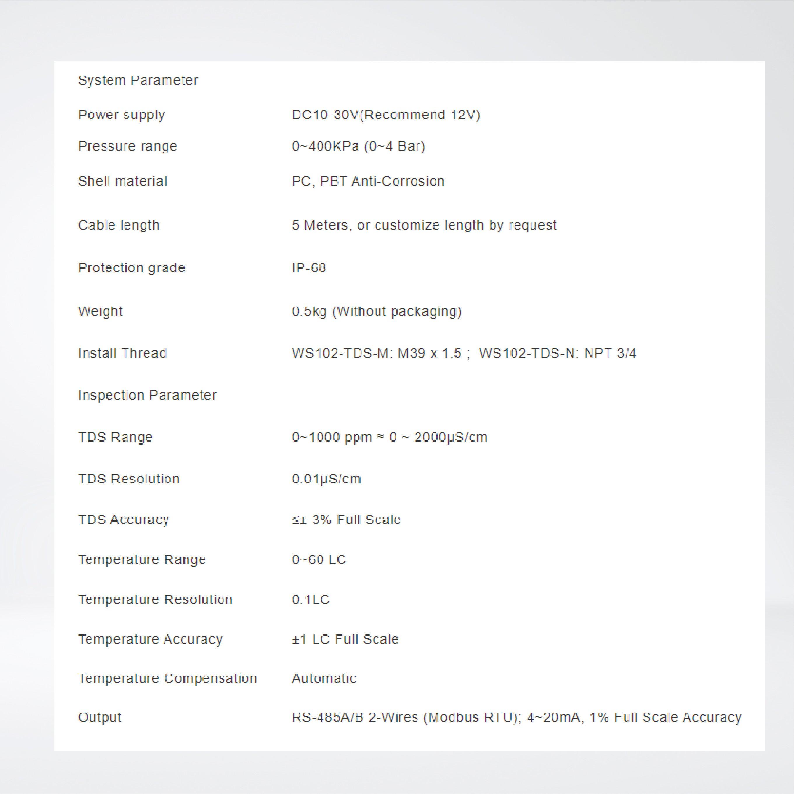 WS102-TDS Water Quality Analysis Total Dissolved Solid Sensor - Riverplus