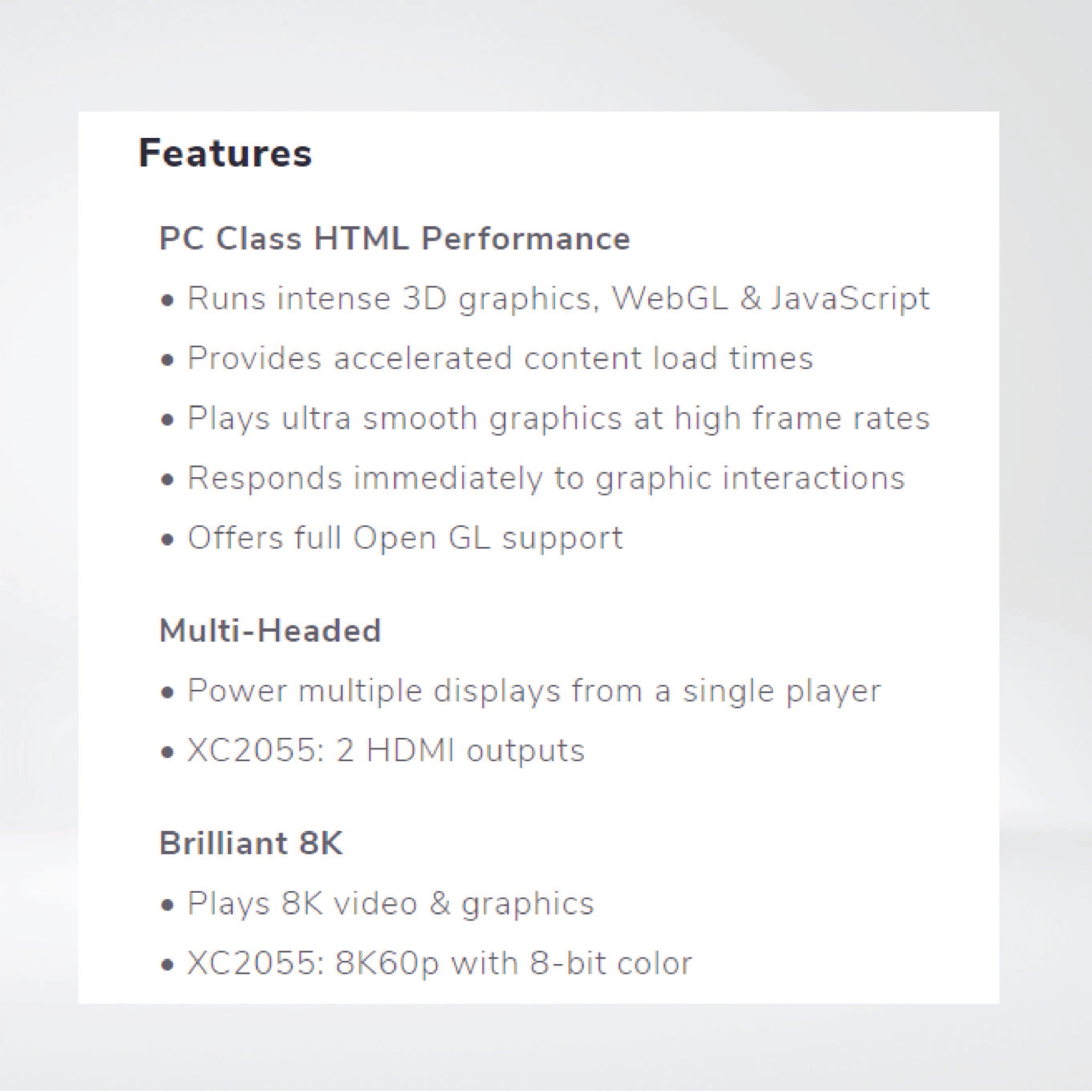 XC2055 EXPERT PLAYER 8K, dual HDMI output player with PC class HTML performance + 64GB Micro SD - Riverplus