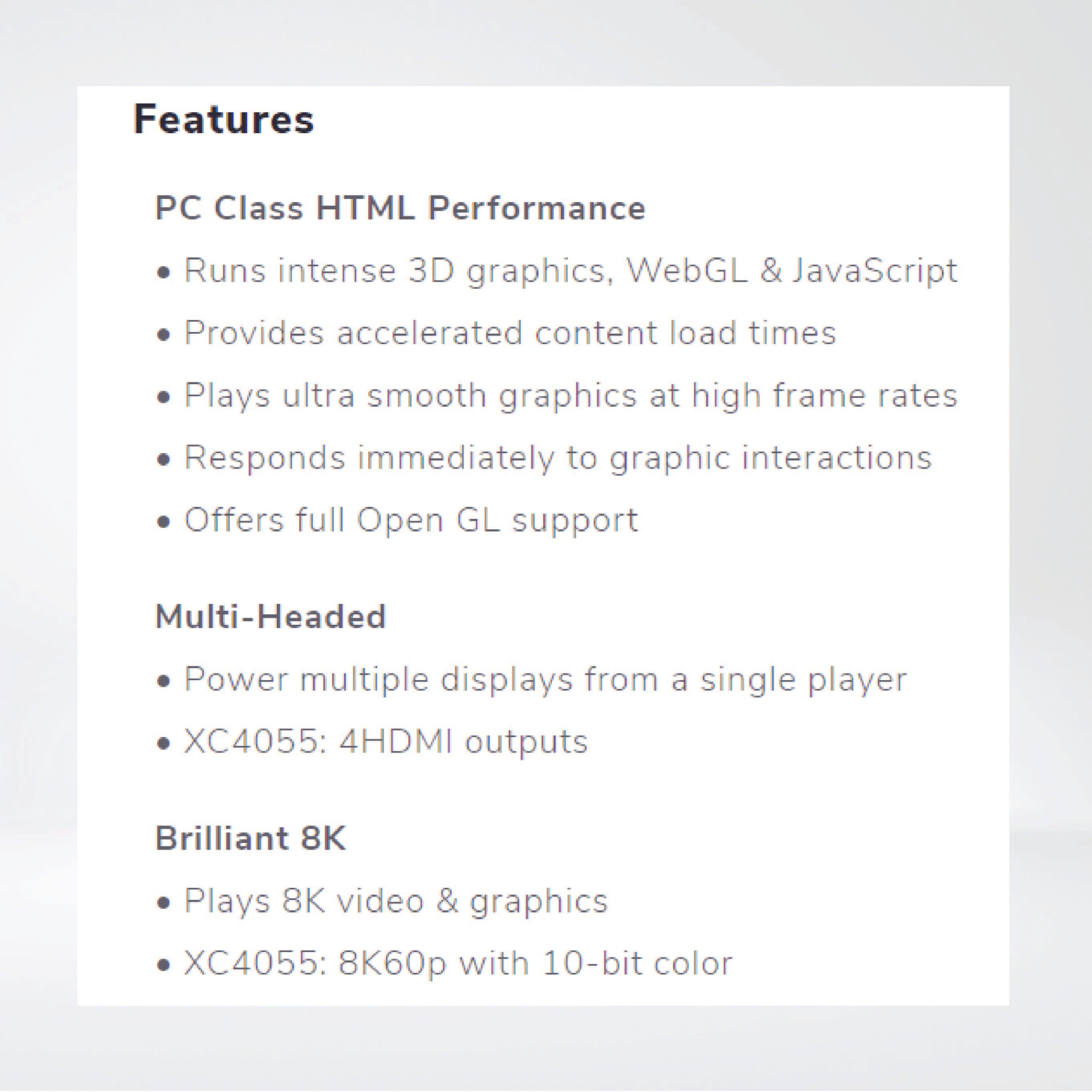 XC4055 ELITE PLAYER 8K, quad HDMI output player with Elite HTML performance + 64GB Micro SD - Riverplus