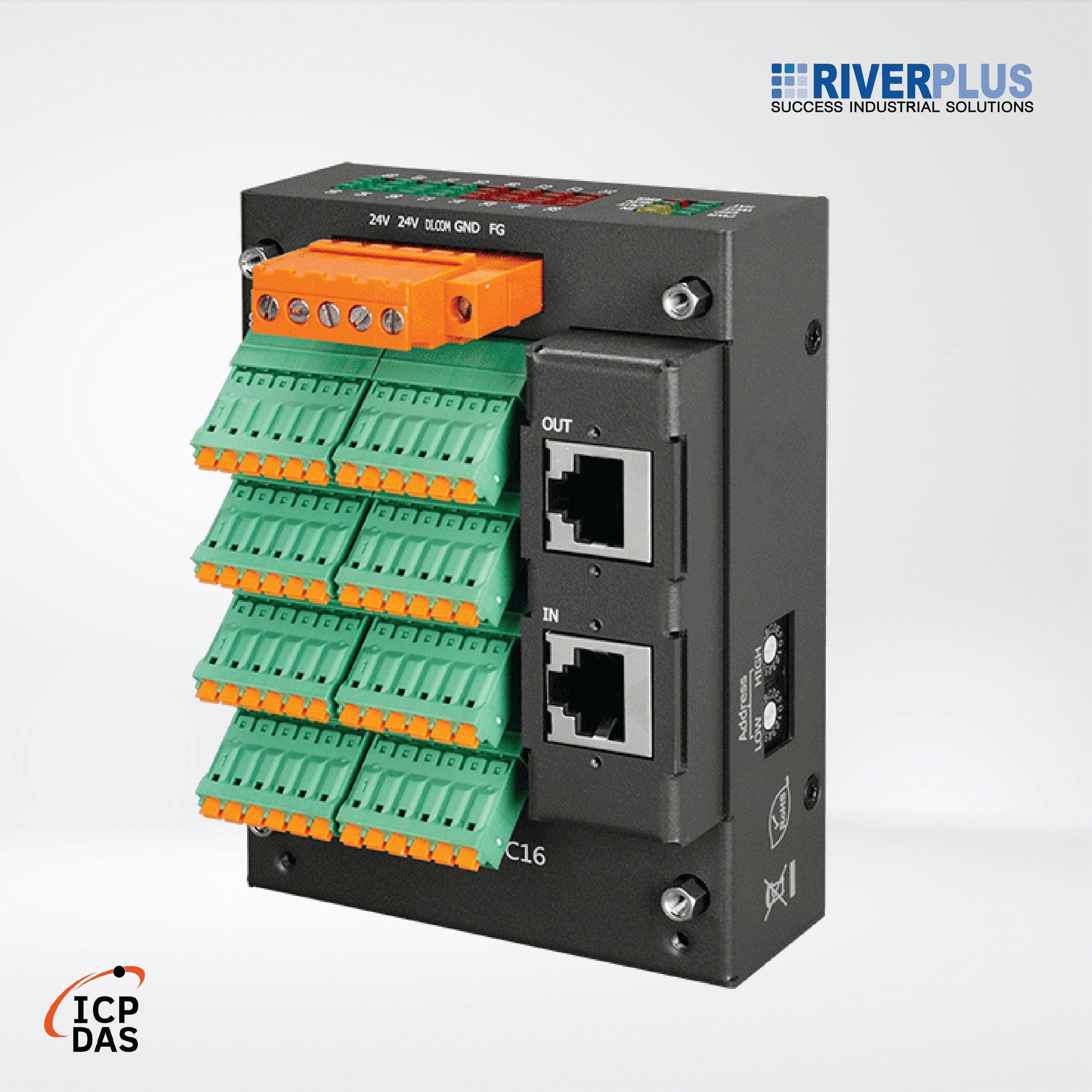 EC2-P16C16 EtherCAT Slave I/O Module with Isolated 16-channel Digital Inputs and 16-channel Digital Outputs - Riverplus
