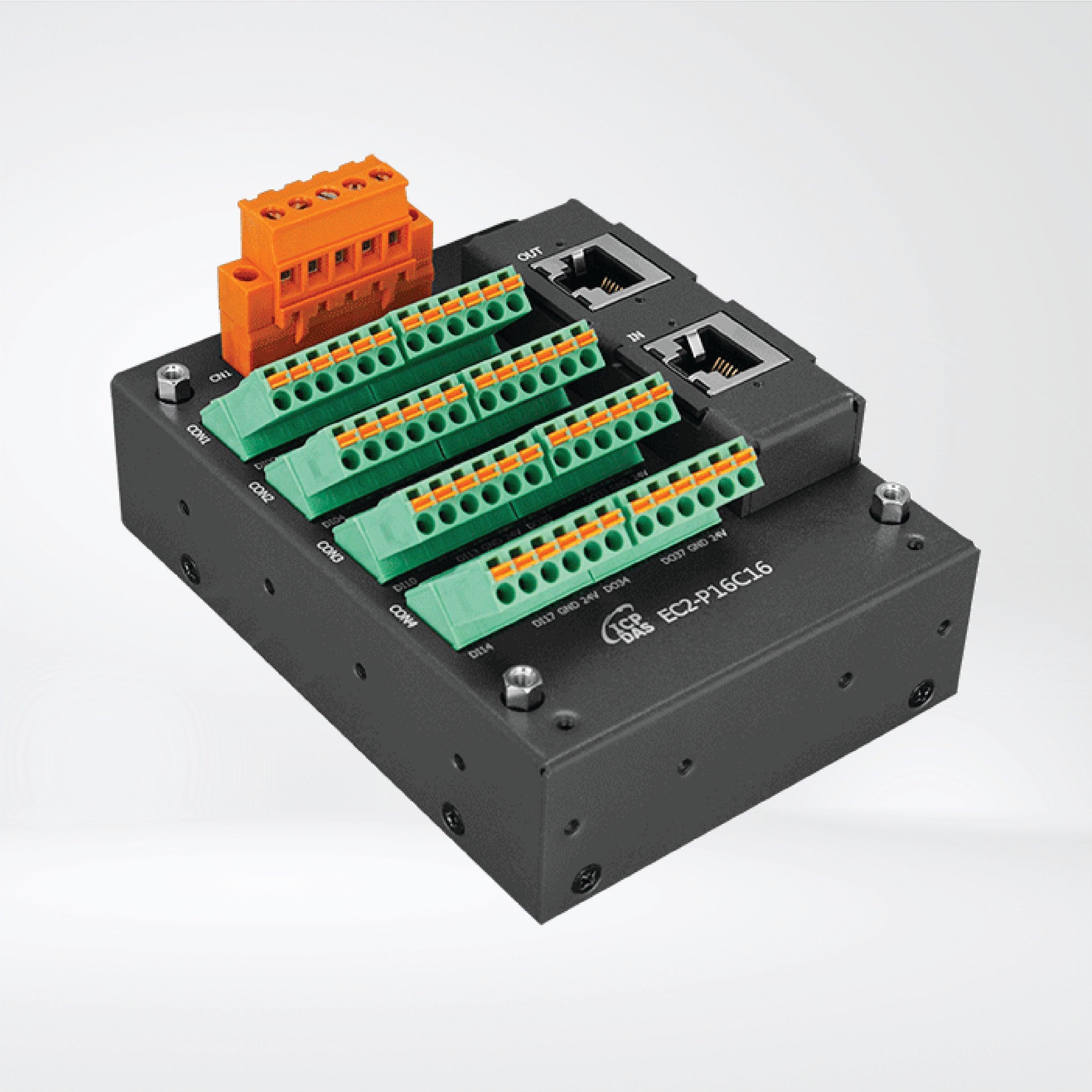 EC2-P16C16 EtherCAT Slave I/O Module with Isolated 16-channel Digital Inputs and 16-channel Digital Outputs - Riverplus