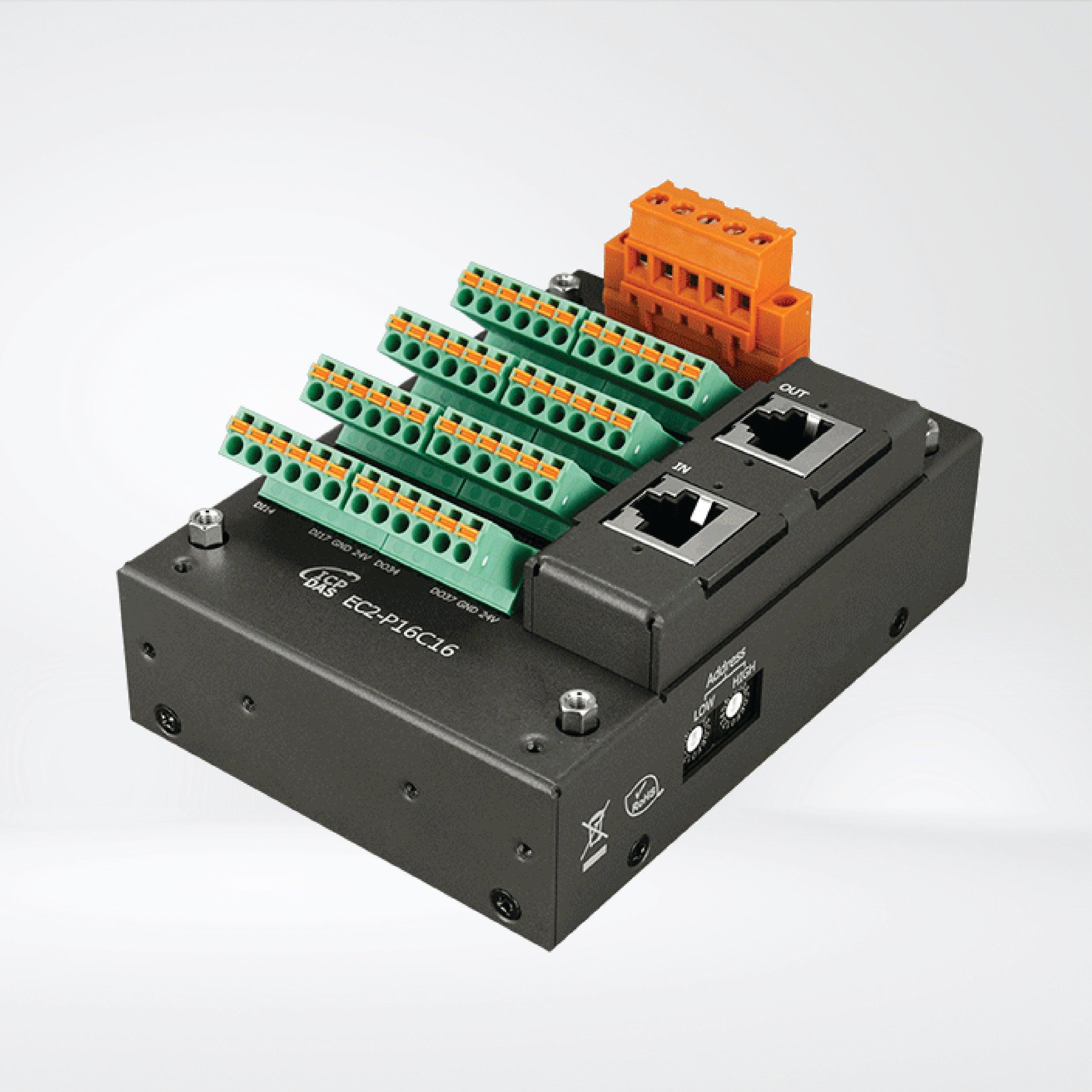 EC2-P16C16 EtherCAT Slave I/O Module with Isolated 16-channel Digital Inputs and 16-channel Digital Outputs - Riverplus