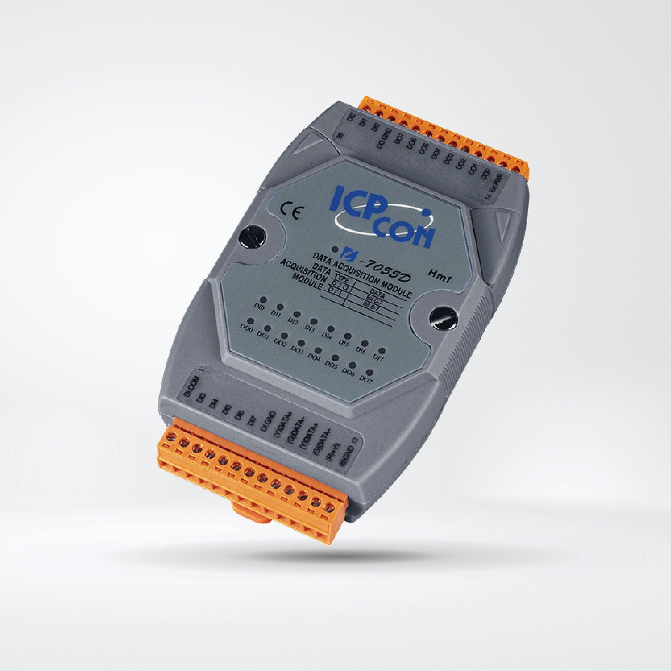 I-7055D-G 8-ch Isolated (Dry, Wet) DI and 8-ch Isolated (Source, PNP, 10~40 VDC) DO Module LED Display - Riverplus