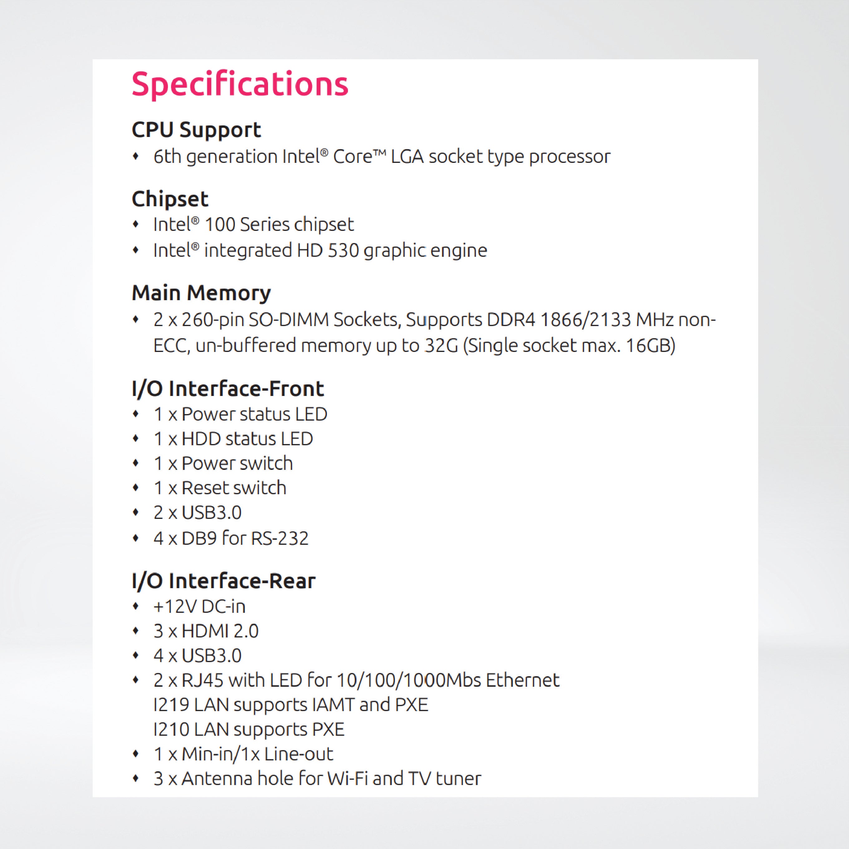 NDiS B535 Fanless Embedded Computer Powered by 6th Generation Intel® Core™ Processor