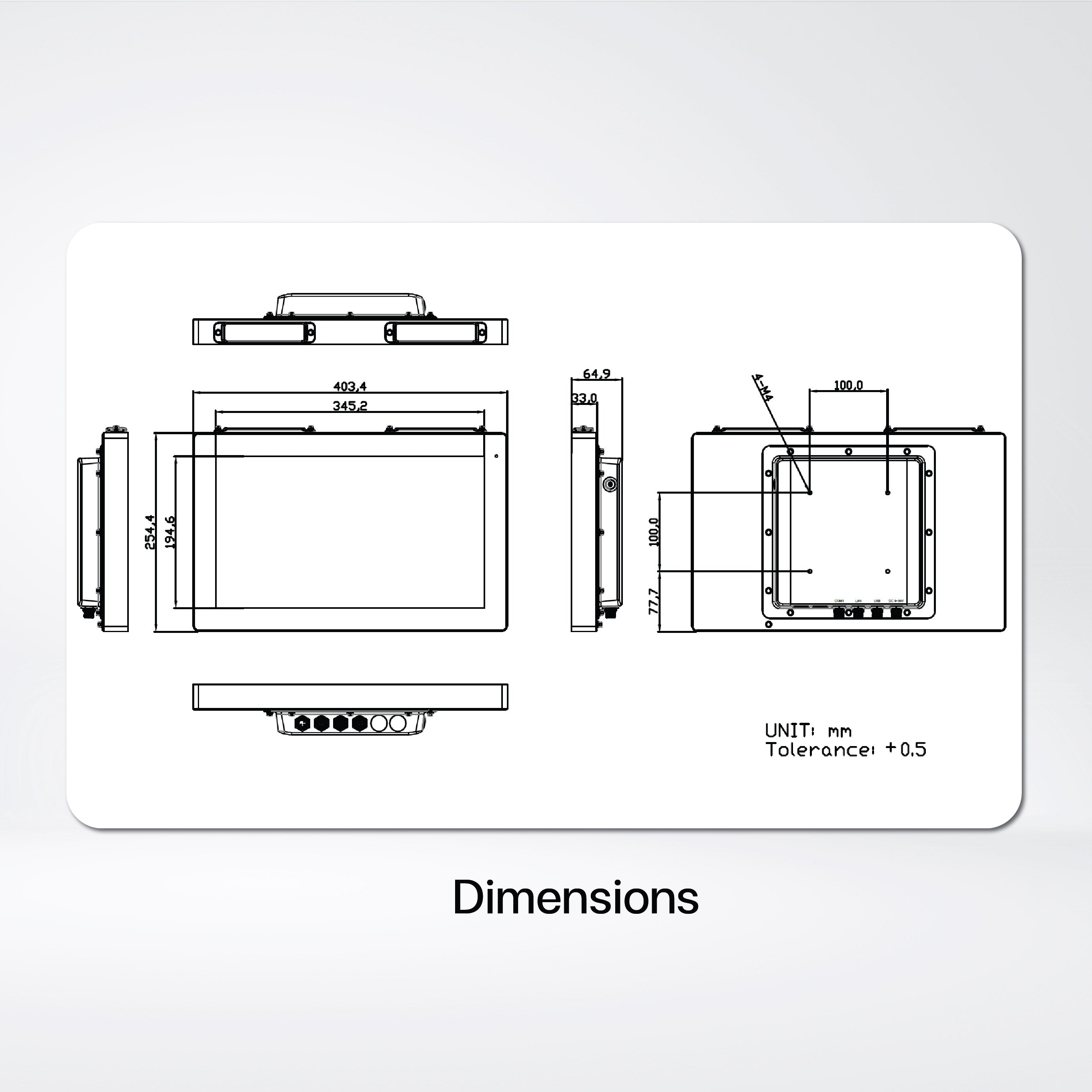 PHANTAM-916CP Core i5-1145G7E RAM8/SSD256GB Stainless steel Panel PC