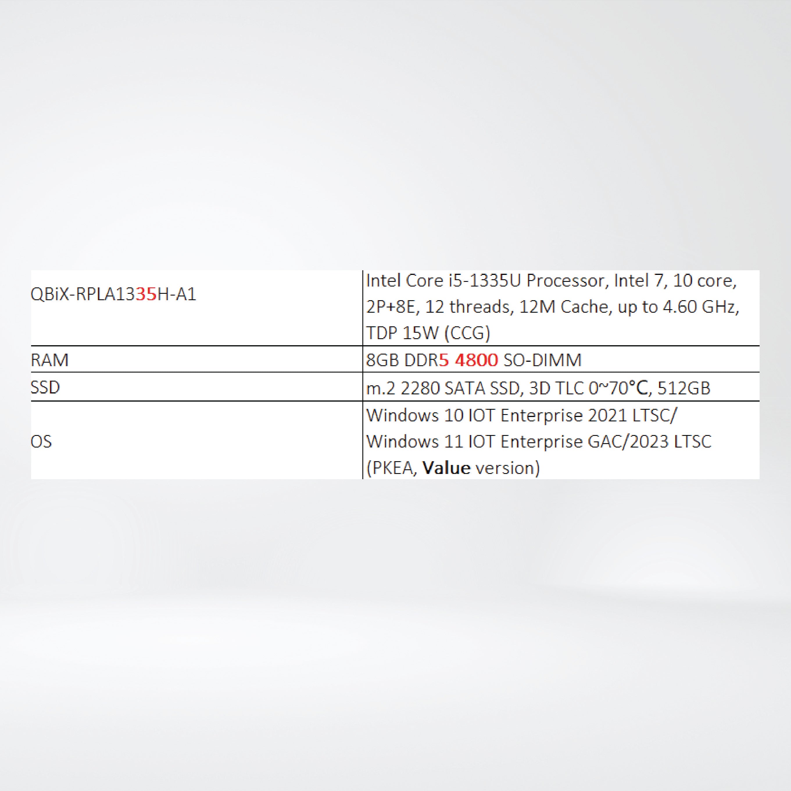 QBiX-Pro-RPLA1335H-A1 Industrial system with Intel® Core™ i5-1335U Processor