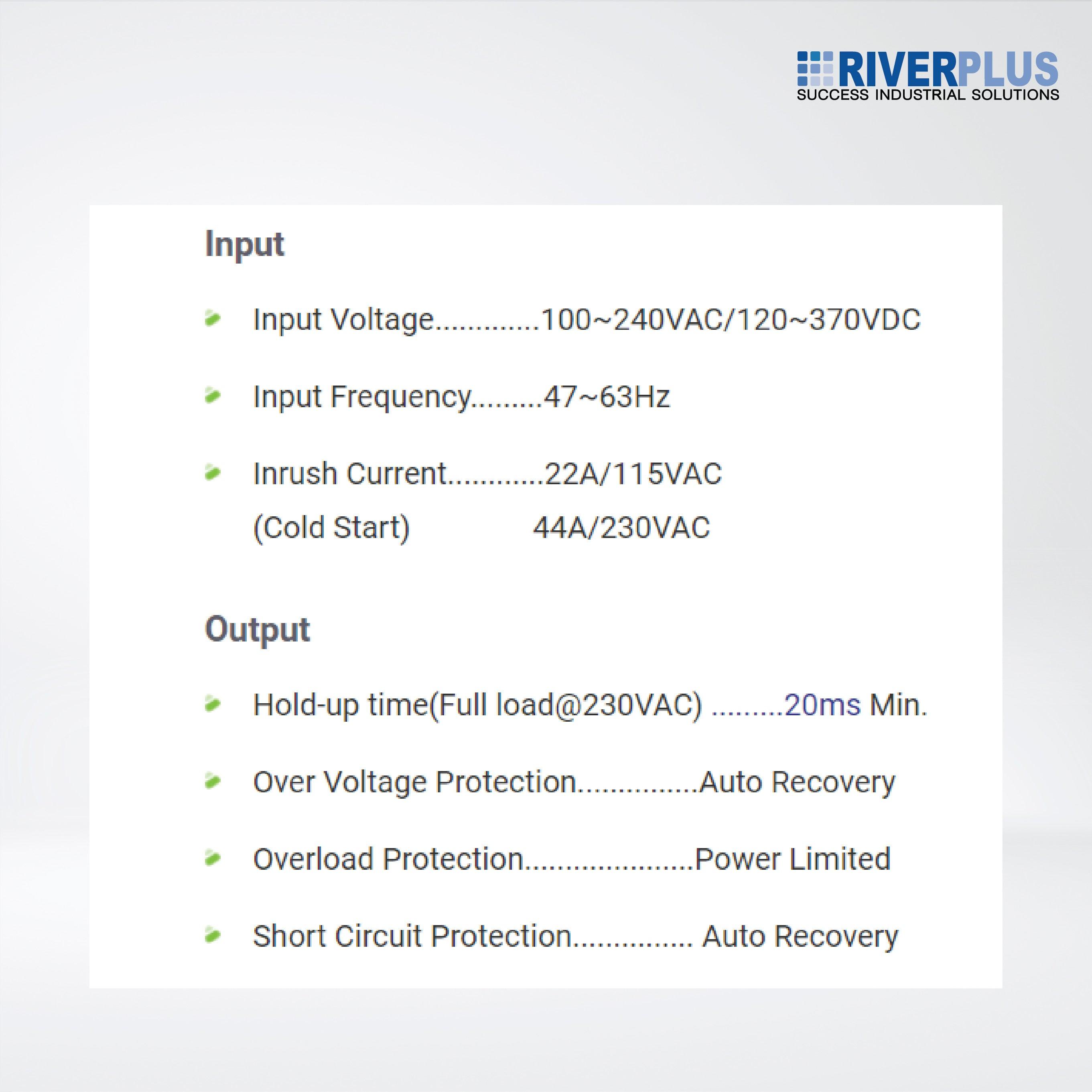 AD1100-24F 100W/4A - 24 VDC DIN-Rail Power Supply - Riverplus