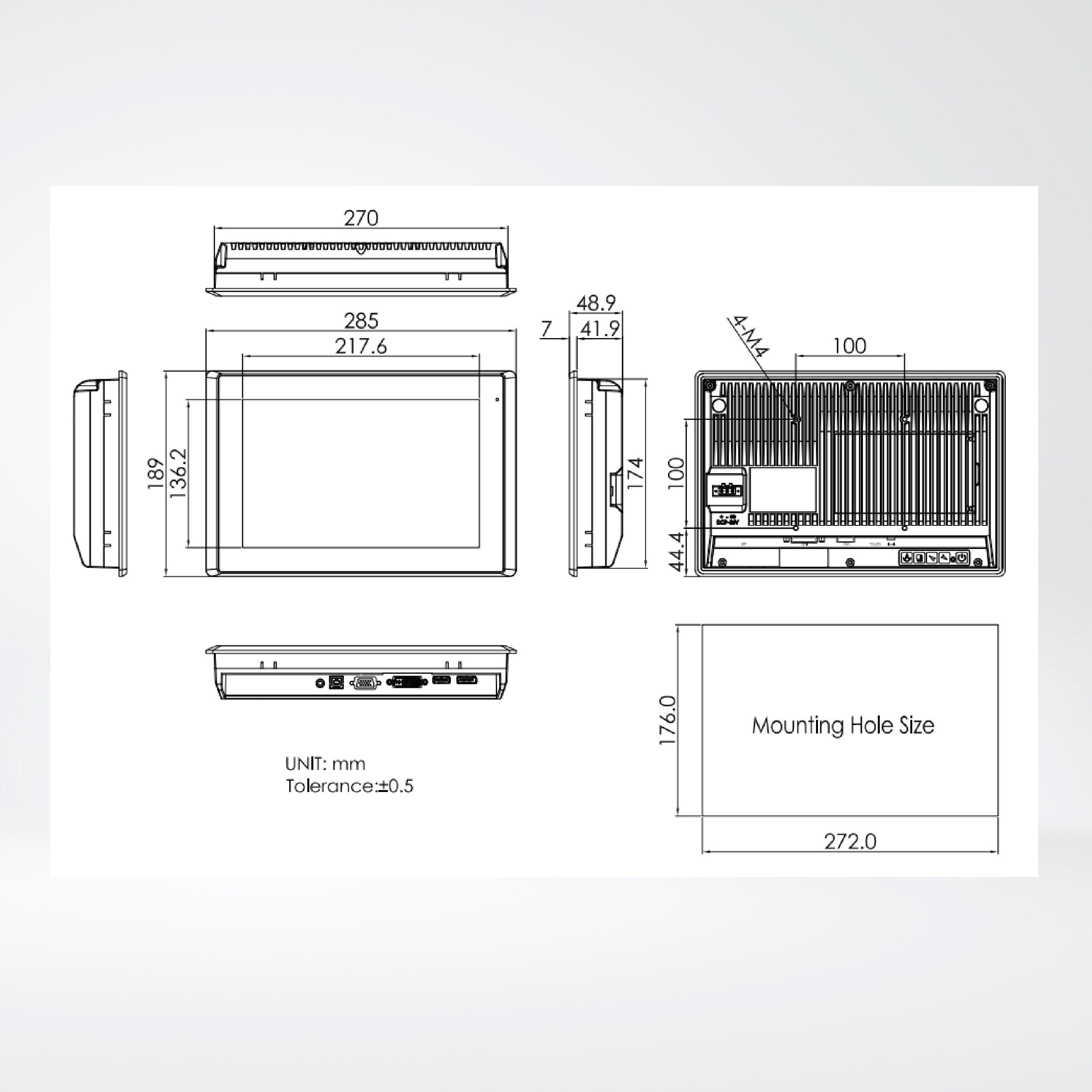 ARCDIS-110APR(H) 10.1” Front Panel IP66 Aluminum Die-casting Display - Riverplus