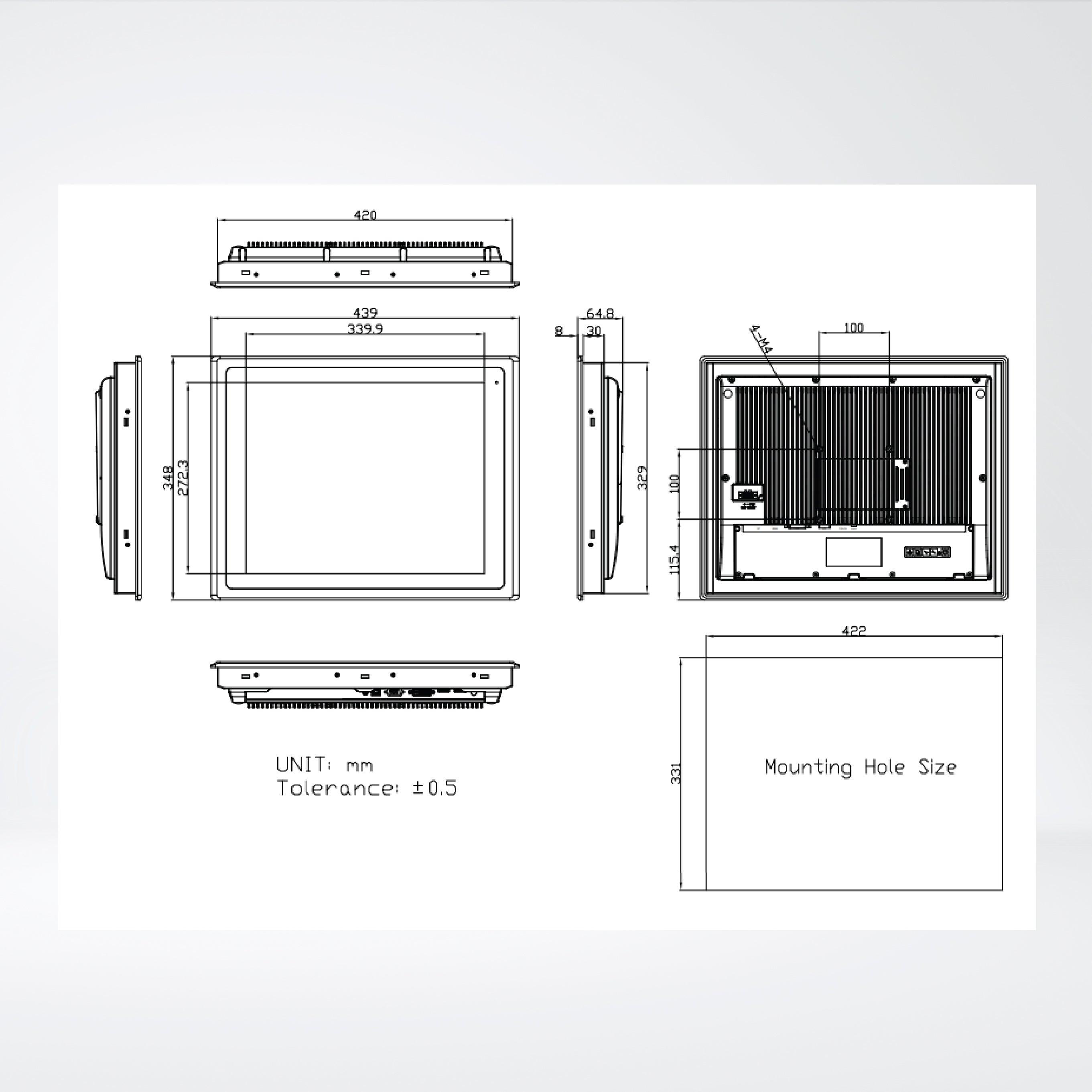 ARCDIS-117APRG(H) 17” Front Panel IP66 Aluminum Die-casting Display - Riverplus