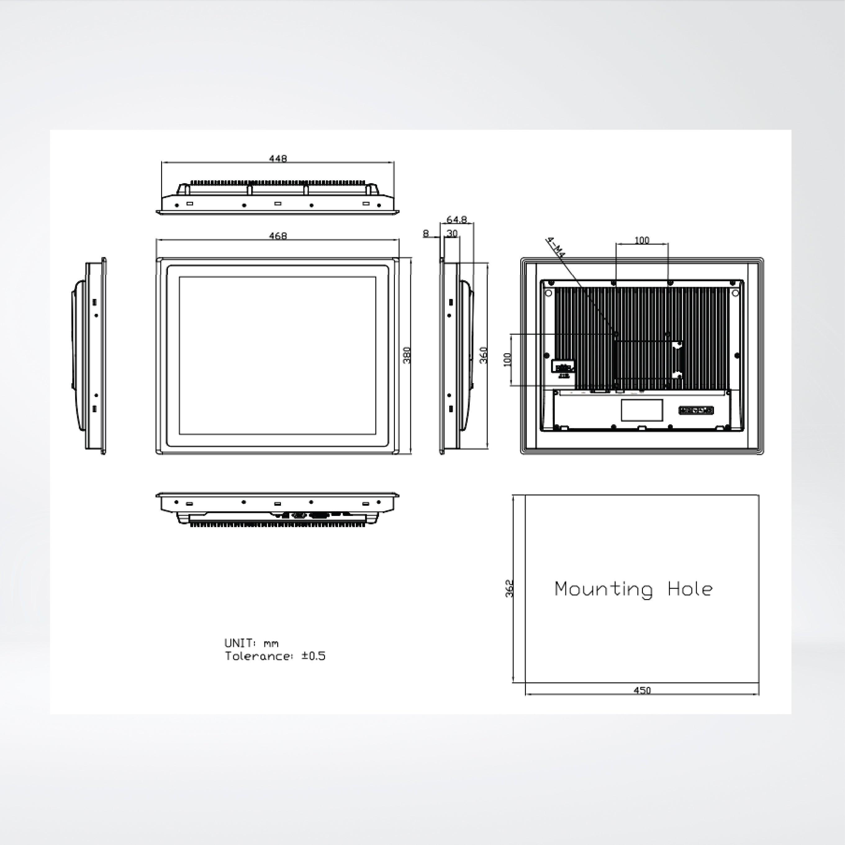 ARCDIS-119APRG(H) 19” Front Panel IP66 Aluminum Die-casting Display - Riverplus