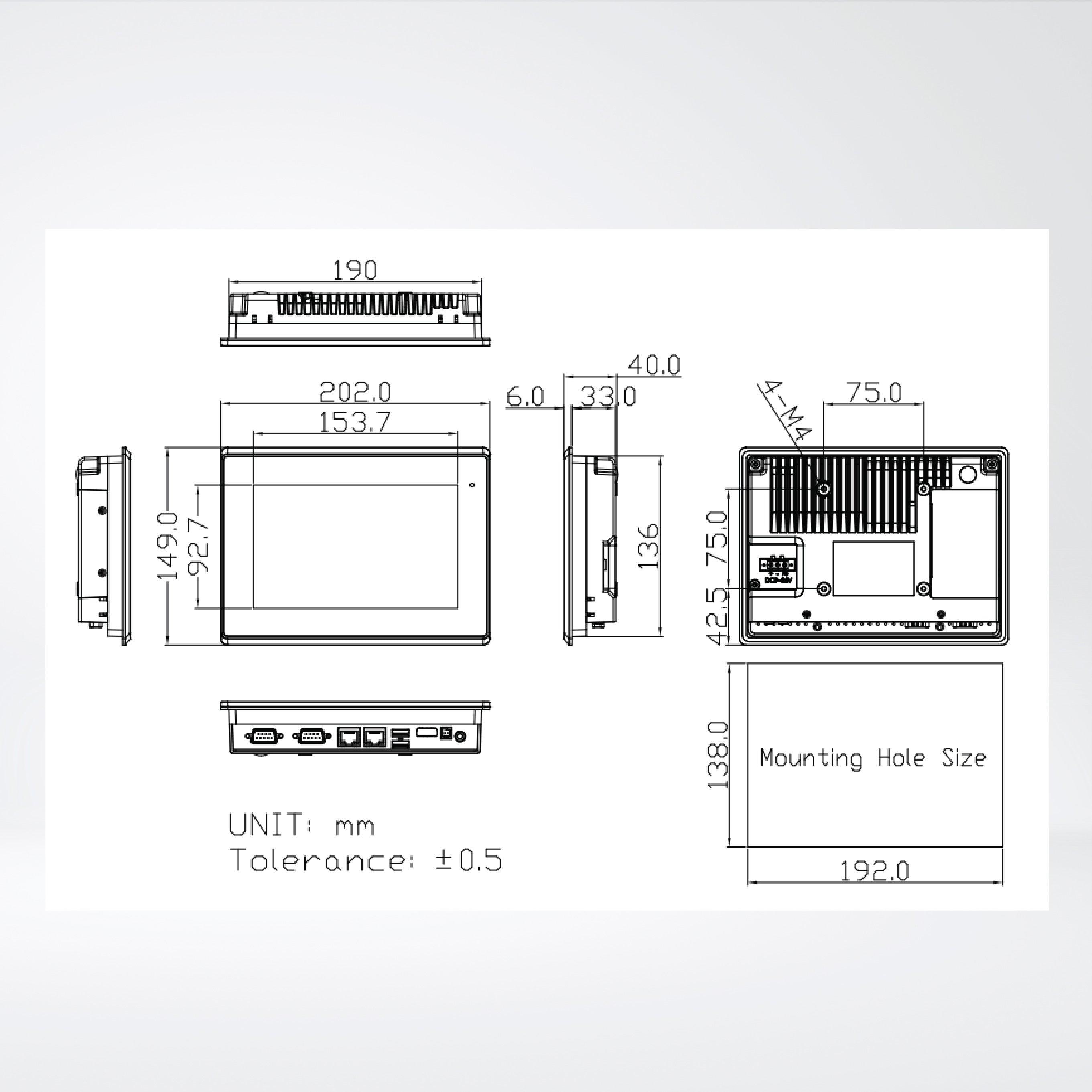 ARCHMI-807AP 7" Intel Apollo Lake N4200/N3350 Fanless Industrial Compact Size Panel PC - Riverplus