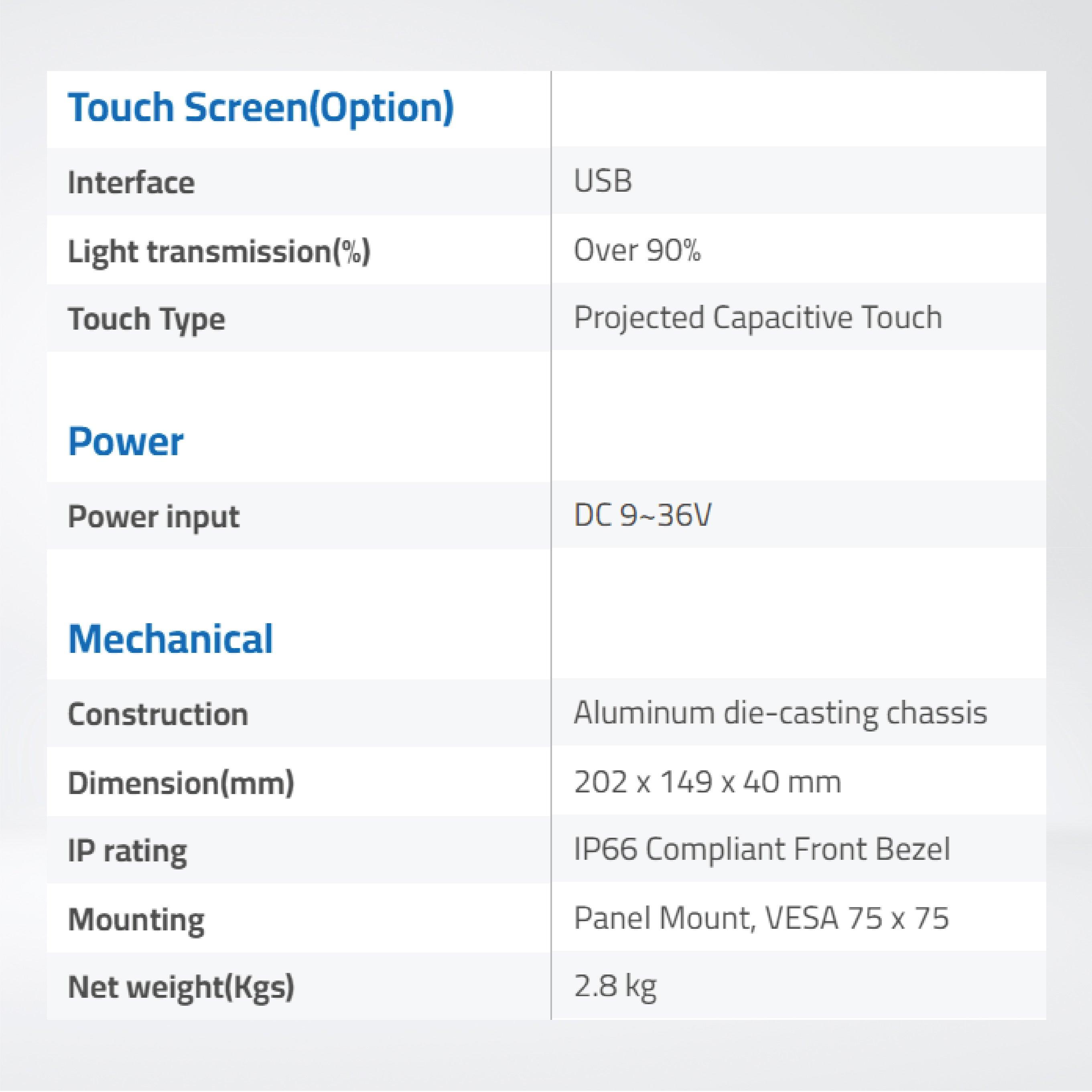 ARCHMI-807AP 7" Intel Apollo Lake N4200/N3350 Fanless Industrial Compact Size Panel PC - Riverplus