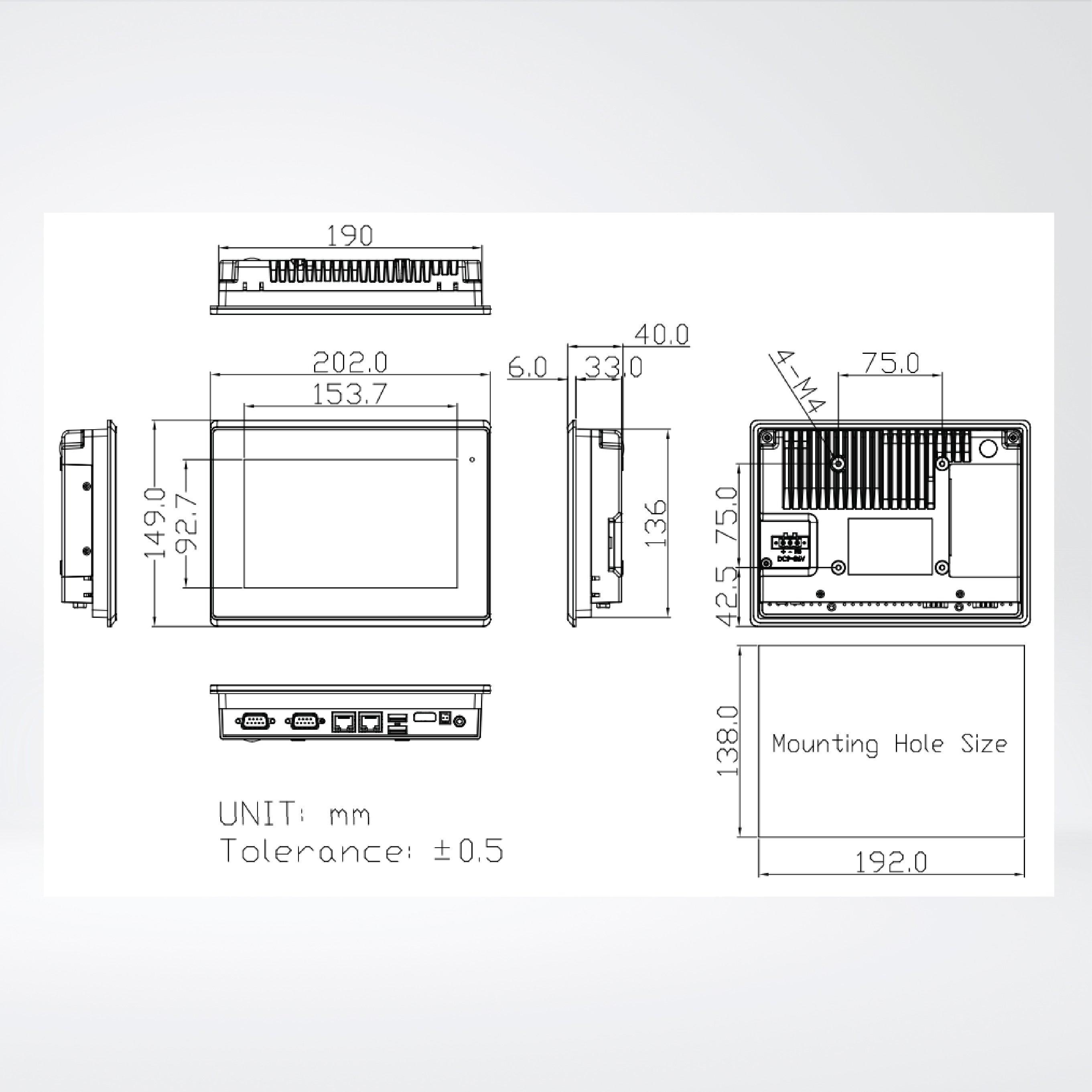 ARCHMI-807PH 7" Intel Celeron N2930/ Atom E3845, Fanless Industrial Compact Size Panel PC - Riverplus