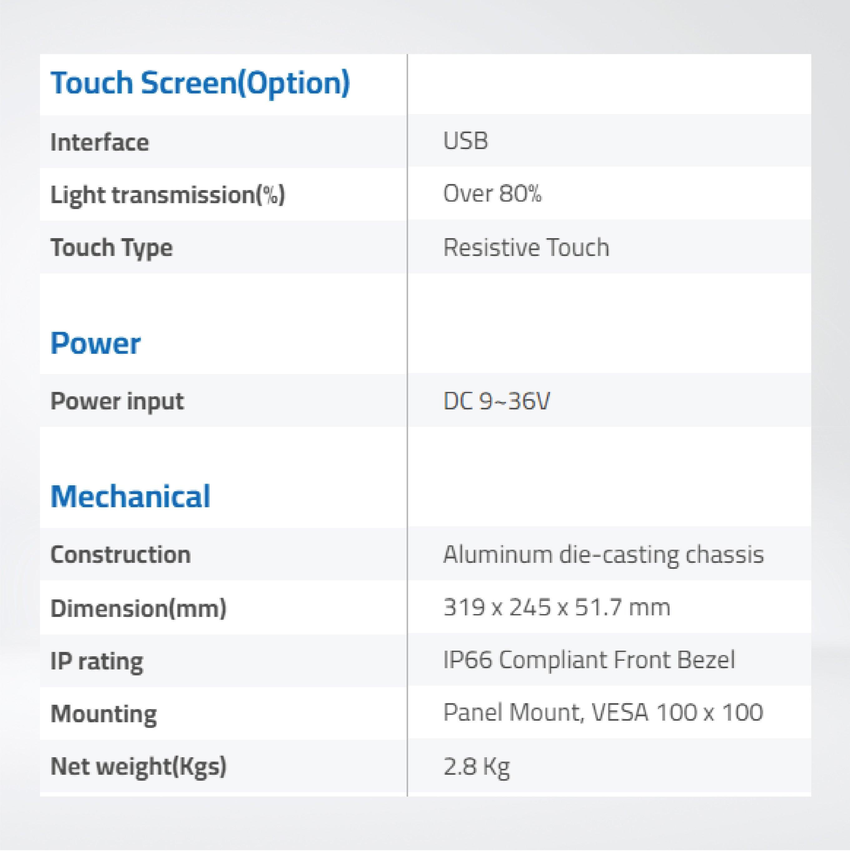 ARCHMI-812AR 12.1" Intel Apollo Lake N4200/N3350 Fanless Industrial Compact Size Panel PC - Riverplus