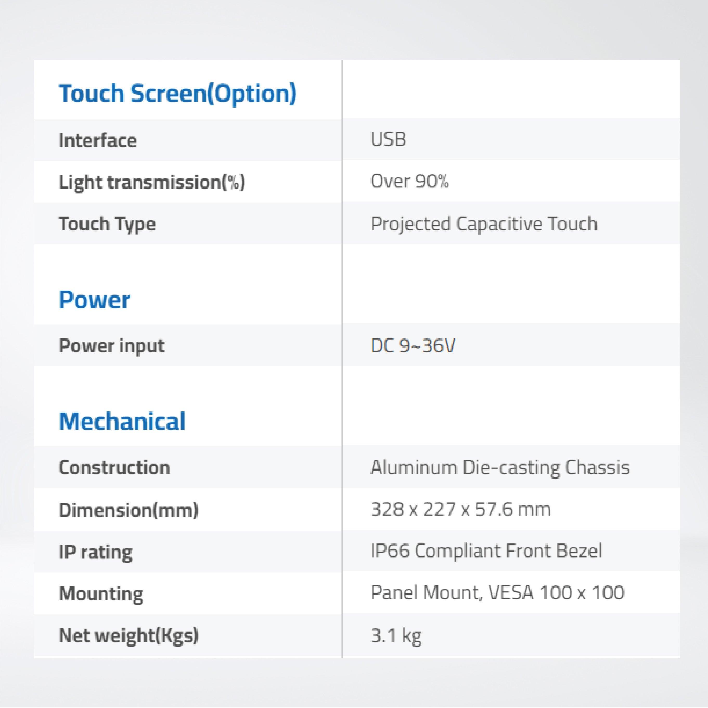 ARCHMI-812WAP 12.1" Wide Intel Apollo Lake N4200/N3350 Fanless Industrial Compact Size Panel PC - Riverplus