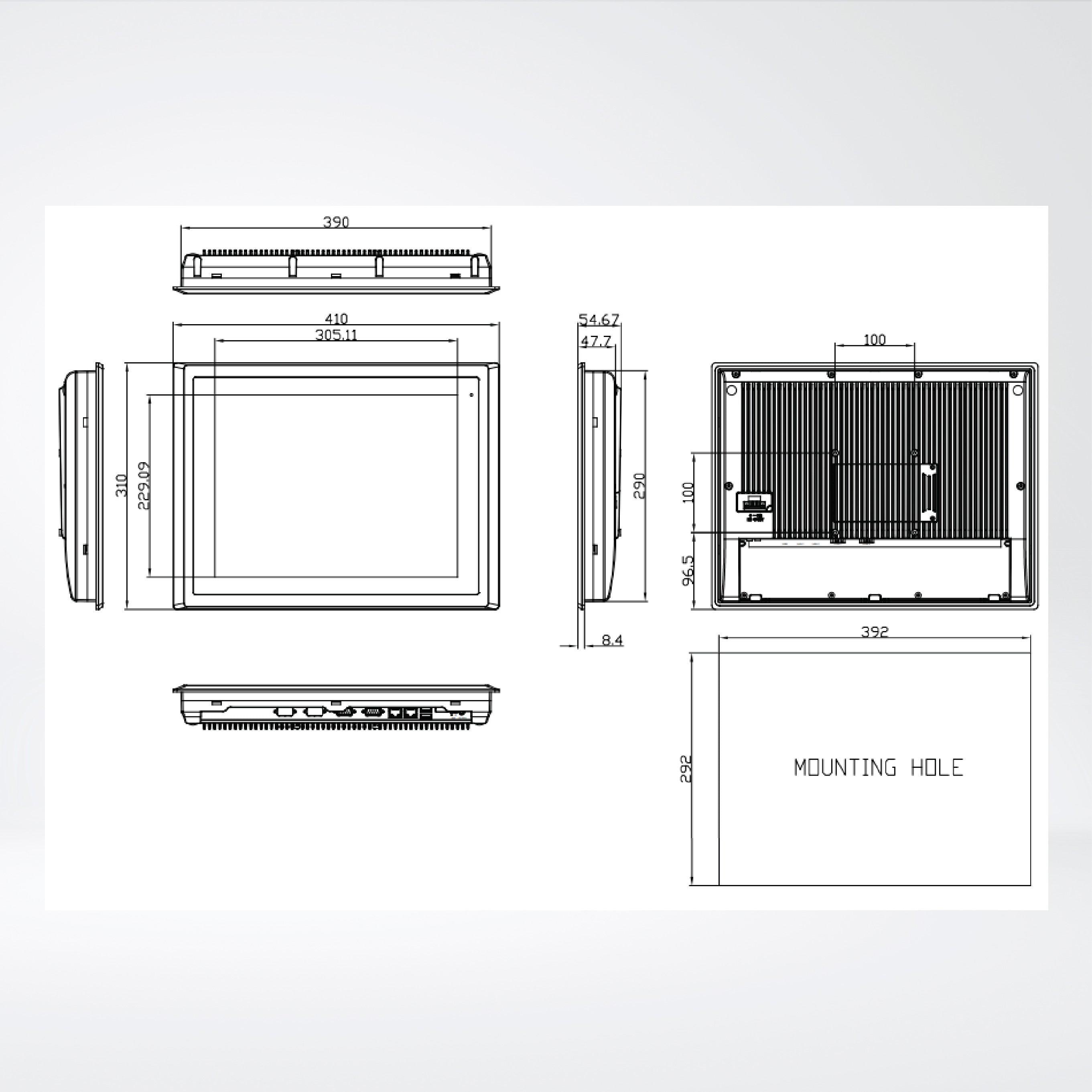 ARCHMI-815AP 15" Intel Apollo Lake N4200/N3350 Fanless Industrial Compact Size Panel PC - Riverplus